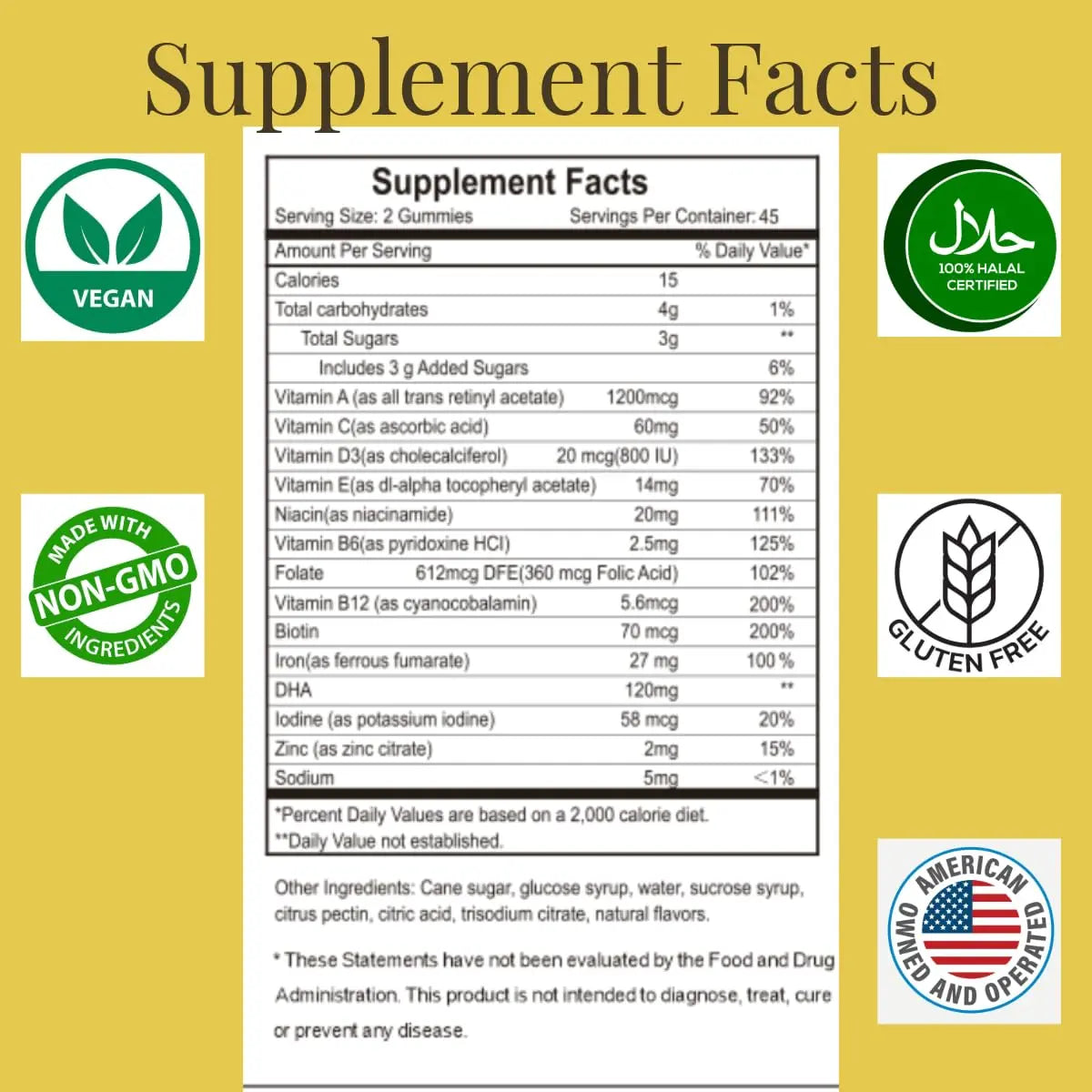 MonesAli Prenatal Gummies for Women Vitamins| & Postnatal | Vegan, Halal, Gelatin Free | with Folate, Iron & Biotin | MonesAli uk supplements