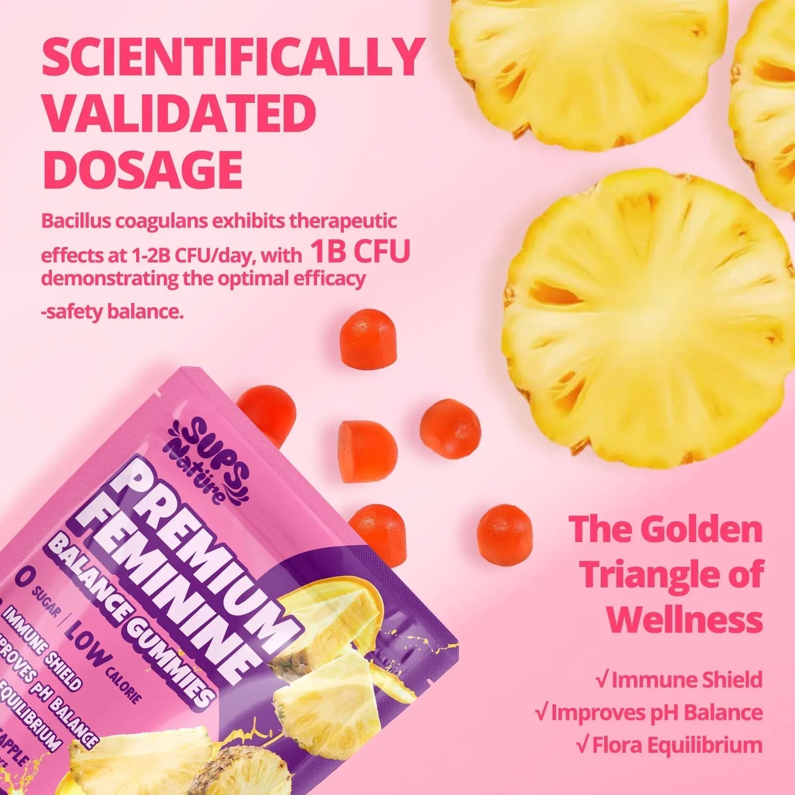 Women's Probiotic Gummies Nutrition Premium Feminine Balance Gummies - Supports pH Balance, Digestion & Immune Health - Hawaiian Pineapple Flavor sups nature uk supplements