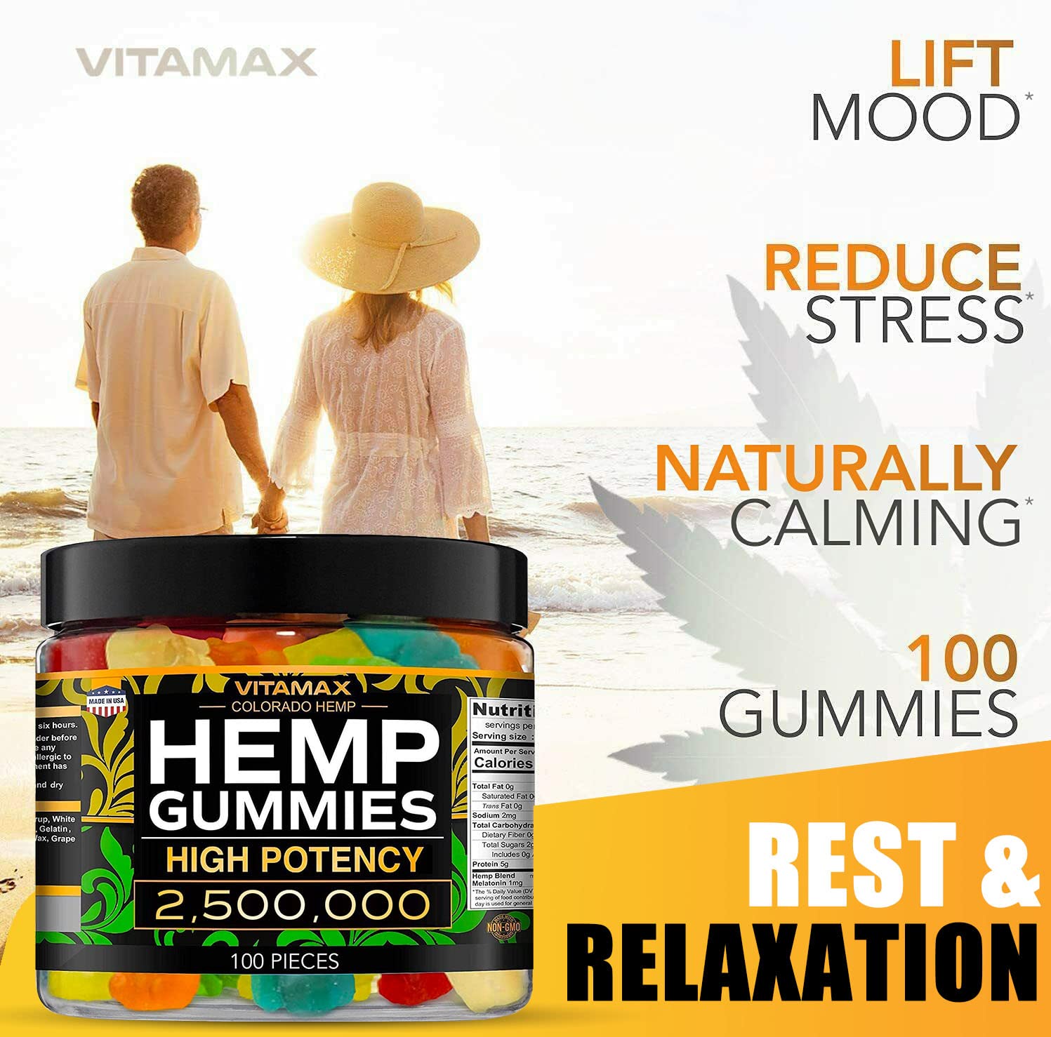 Vitamax Hemp Gummies - Great for Peace & Relaxation - 2,500,000 - Natural Fruit Flavors Vitamax uk supplements