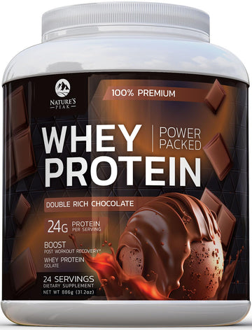 Nature's Premium 100% Whey Protein Powder, 24g of Protein, Double Rich Chocolate Nature's Peak uk supplements
