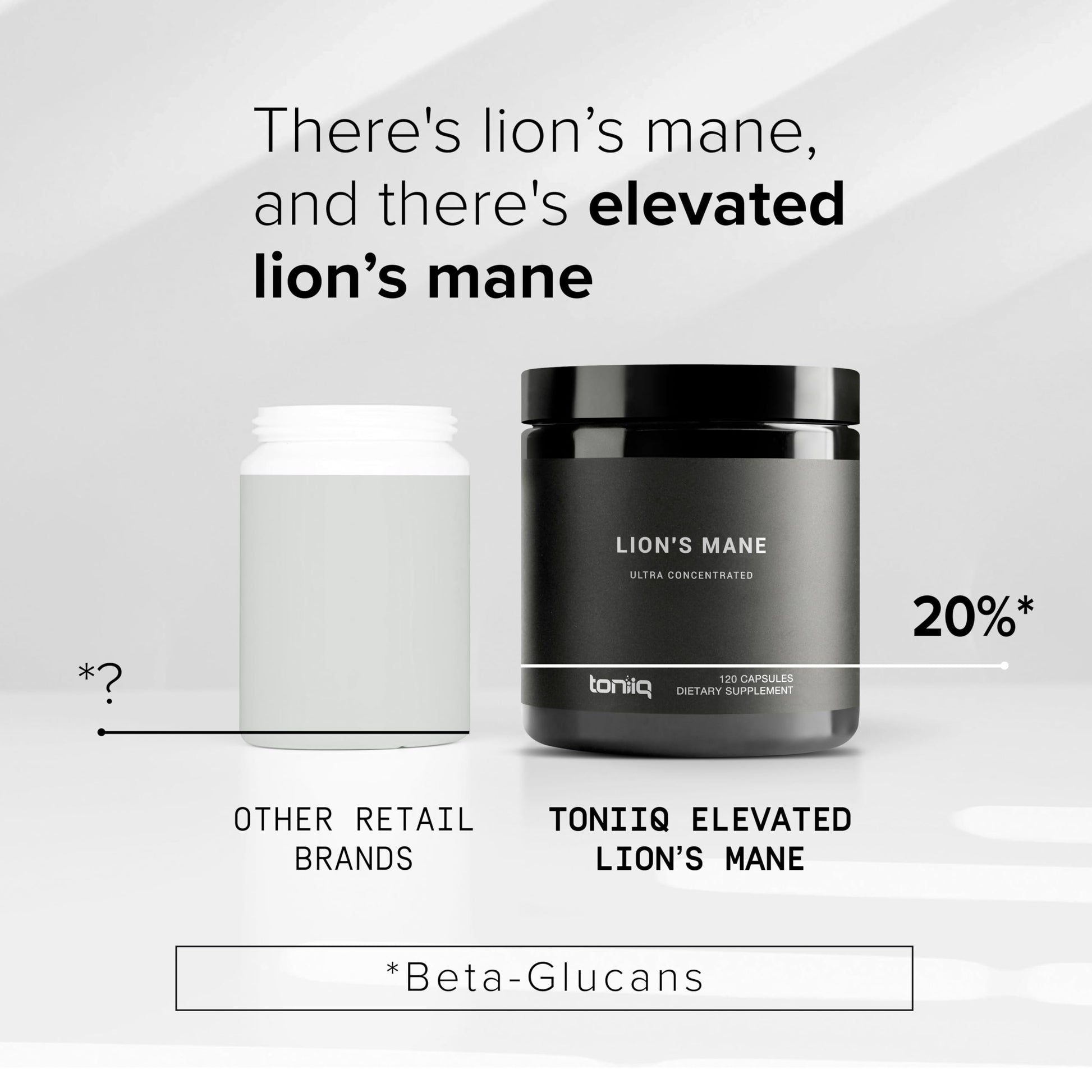 Toniiq Lion’s Mane - Ultra High Potency 10:1 Extract with 30% Polysaccharides - Highly Concentrated & Bioactive - Third-Party Lab Tested - 120 Capsules Toniiq uk supplements