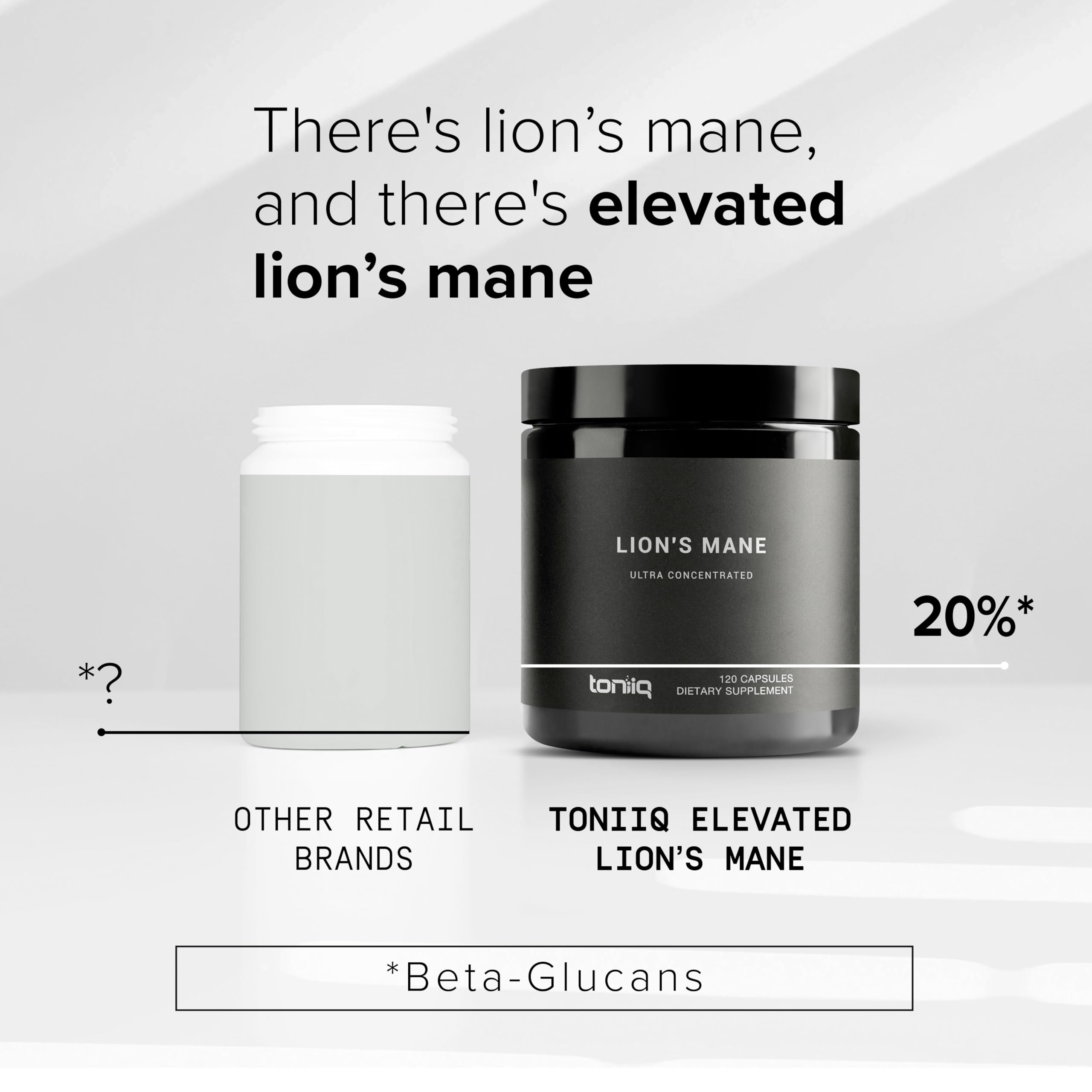 Toniiq Lion’s Mane - Ultra High Potency 10:1 Extract with 30% Polysaccharides - Highly Concentrated & Bioactive - Third-Party Lab Tested - 120 Capsules Toniiq uk supplements