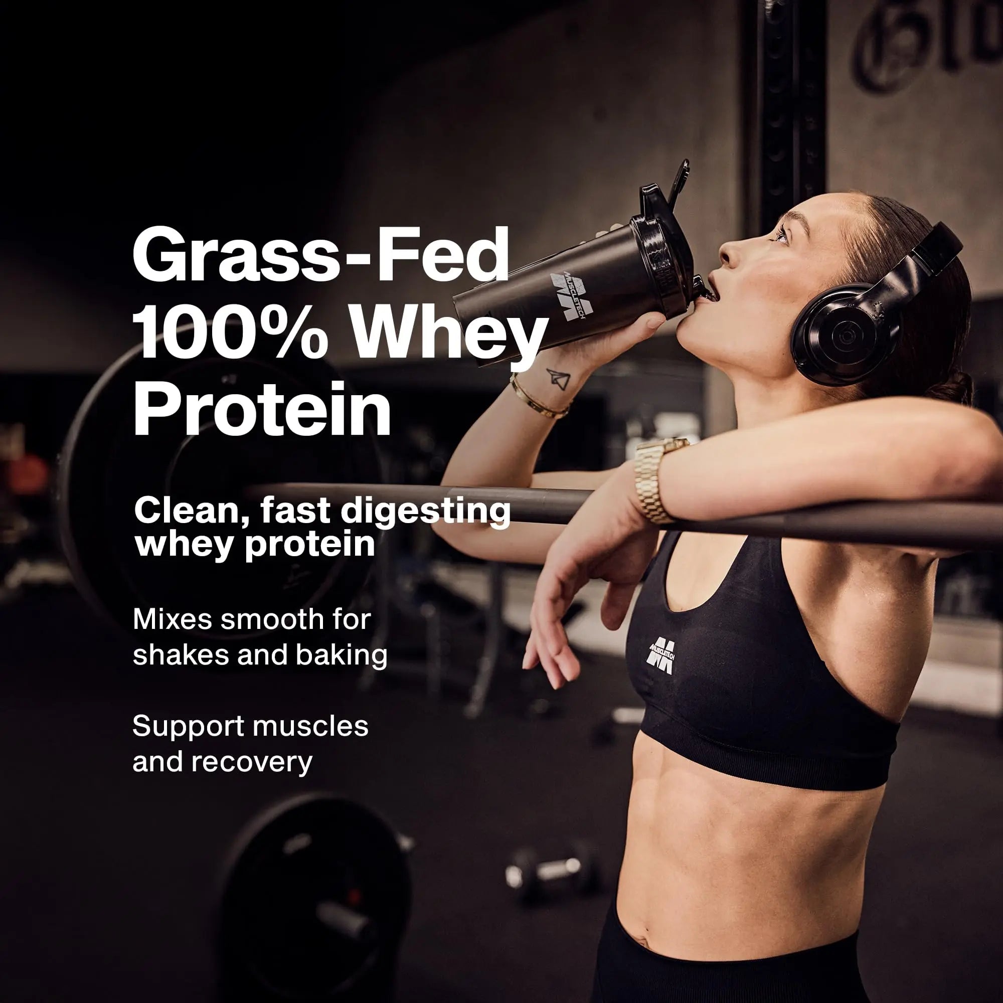 Muscletech Grass-Fed Whey Protein Powder (Triple Chocolate, 1.8LB) - Whey Protein Smoothie & Milk Shake Mix Supports Muscle Gain & Recovery - 20g of Whey Protein for Women & Men - Non-GMO, Gluten-Free MuscleTech uk supplements
