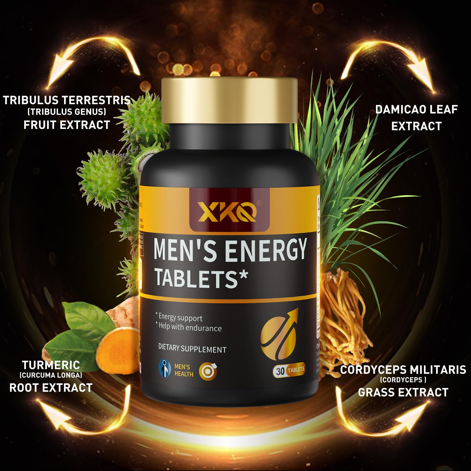 XKQ Men’s Vitality Support Supplement – Daily Energy & Performance Formula for Adult Men | Supports Circulation, Stamina & Confidence | Herbal & Amino Blend | 30 Tablets | 3rd Party Tested XKQ uk supplements