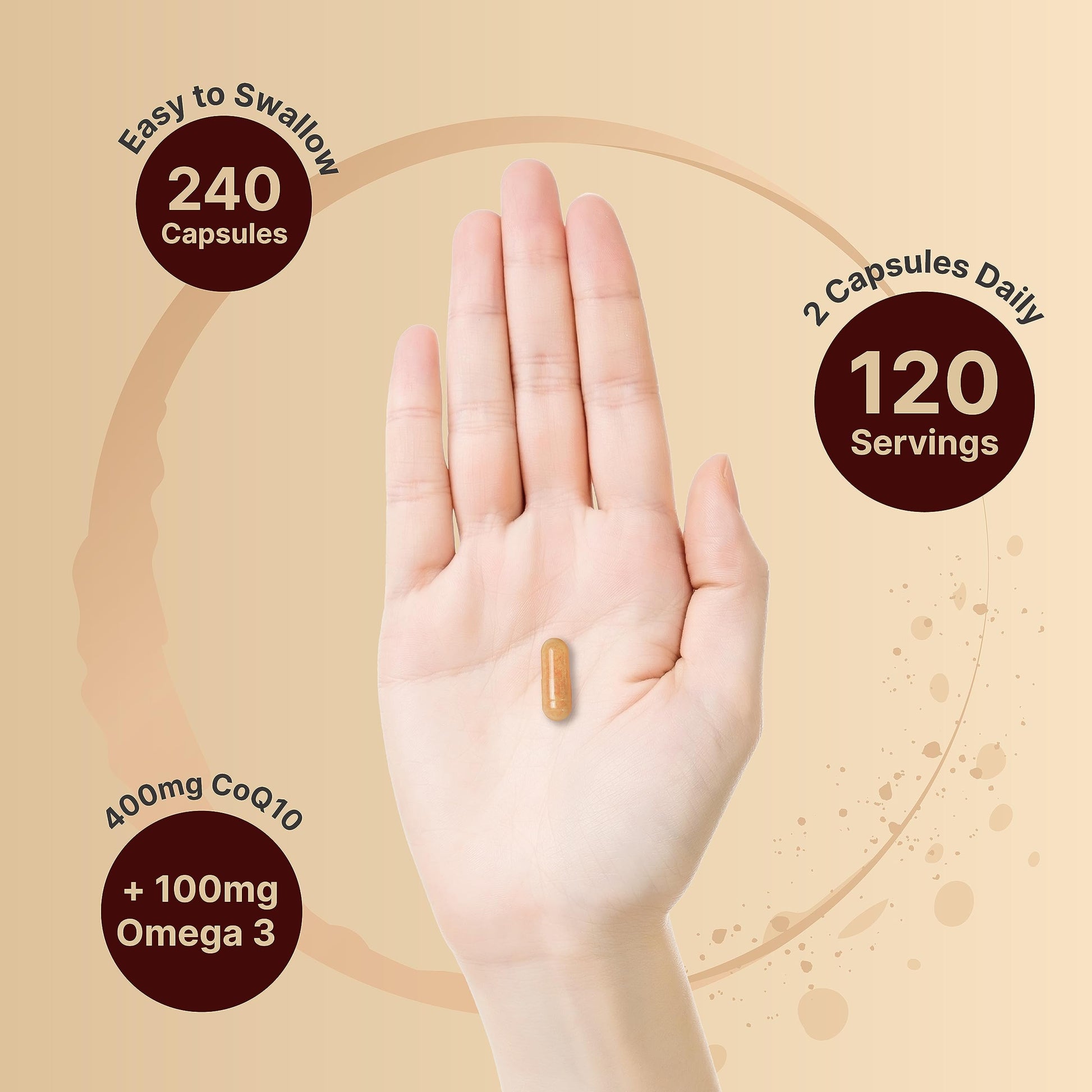 CoQ10 (Ubiquinone) 400mg with Omega 3 Fatty Acids, 240 Capsules | Stable High NatureBell uk supplements
