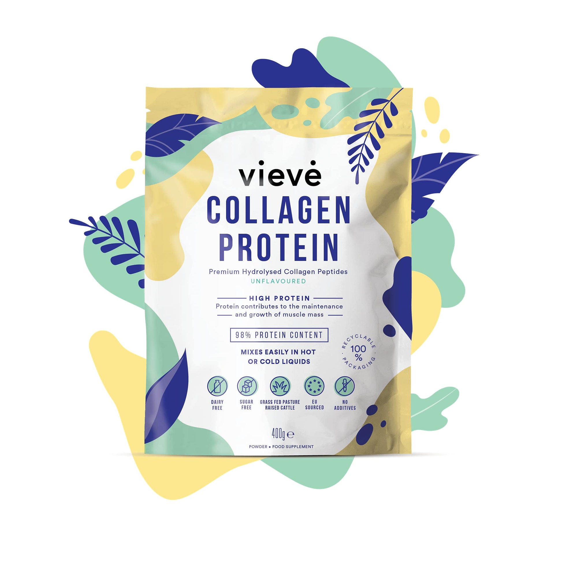 Vieve Collagen Protein Powder - Hydrolysed Bovine Peptides - Diet Support Supplement for Skin, Hair, Nail Vieve uk supplements