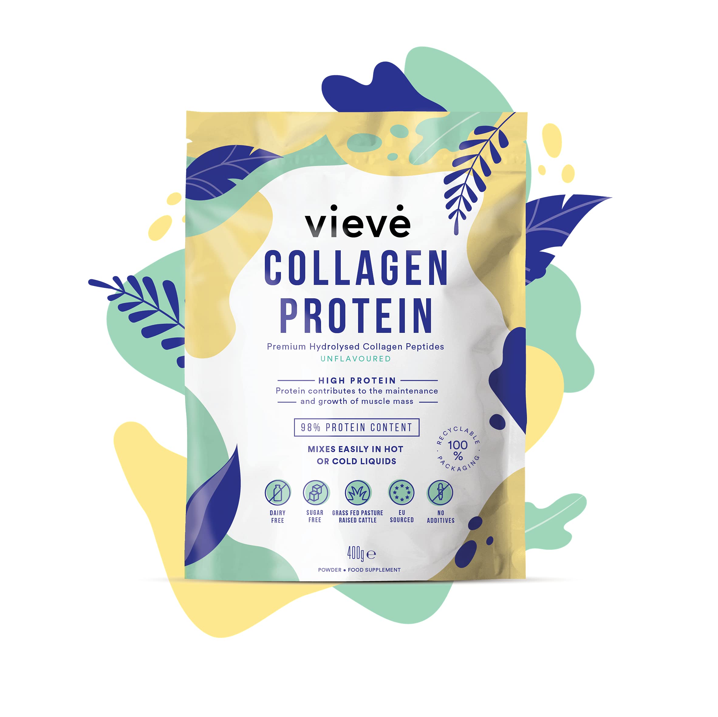Vieve Collagen Protein Powder - Hydrolysed Bovine Peptides - Diet Support Supplement for Skin, Hair, Nail Vieve uk supplements