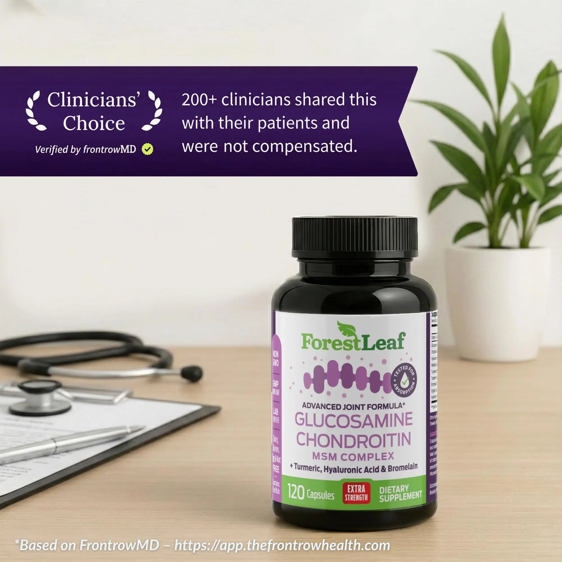 ForestLeaf Glucosamine Chondroitin MSM Joint Supplement Complex - 1200mg - 120 Caps ForestLeaf uk supplements