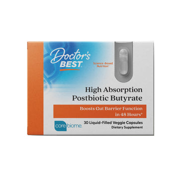 Doctor's BEST High Absorption Postbiotic Butyrate Featuring Corebiome, Gut & Immune Health, Non-GMO, Gluten Free, Soy Free, Vegan, 30 Liquid Veggie Caps Doctor's BEST uk supplements