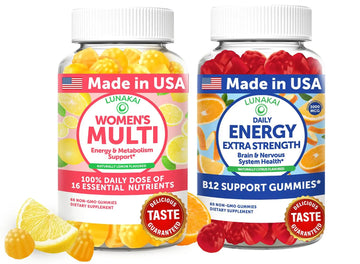 Lunakai USA Made Women’s Multi & Energy Gummies Bundle – 16 Essential Nutrients & B12 – 60 Ct Each Lunakai uk supplements