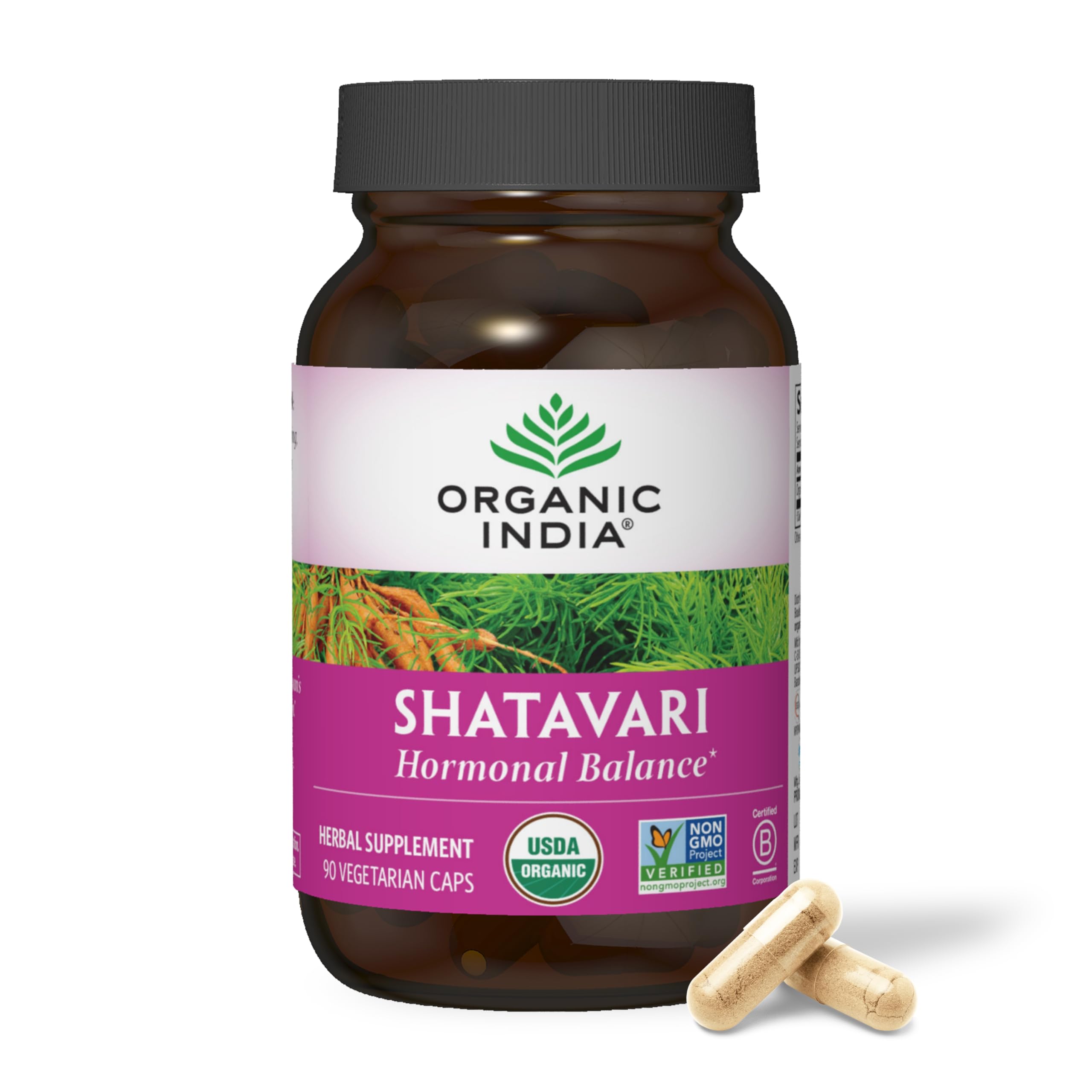 ORGANIC INDIA Shatavari Herbal Supplement - Supports Hormonal Balance, Immune and Inflammatory Response, Vegan, Gluten-Free, USDA Organic, Supports Reproductive Health - 90 Capsules ORGANIC INDIA uk supplements