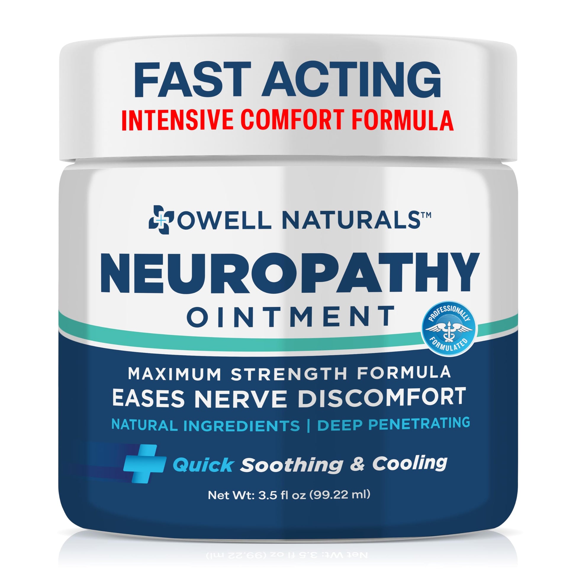 Owell Naturals Neuropathy Nerve Ointment for Feet, Fingers, Hands, Toes, Back, Legs & Arms - Fast-Acting Formula, Max Strength, Cooling Effect, 3.5 Fl Oz Owell Naturals uk supplements