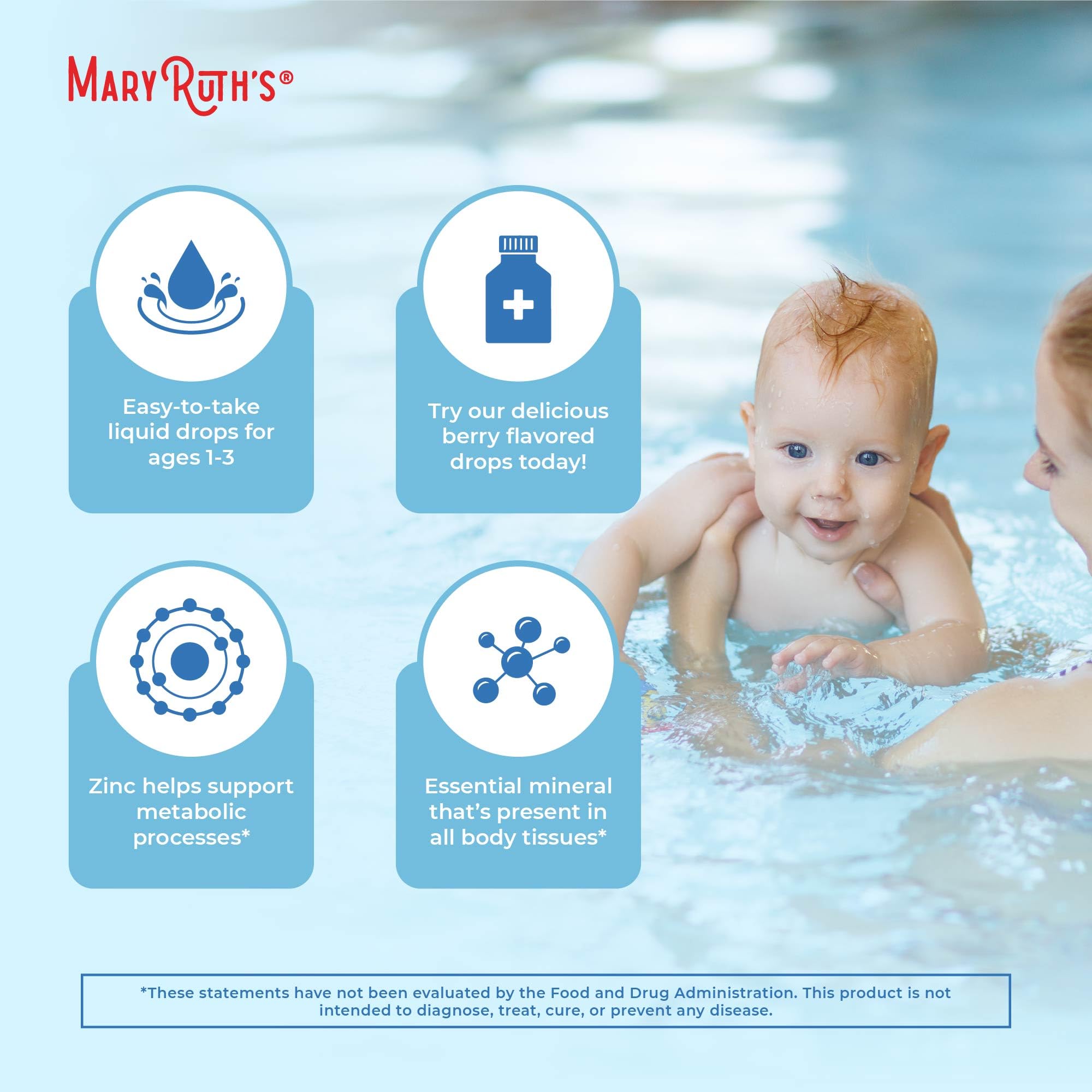 MaryRuth Organics USDA Toddler Liquid Drops | Zinc Sulfate | Immune Support Supplement| Skin Health | Vegan | Formulated for Ages 1-3 | Delicious Berry Flavor | 1 Month Supply | 2 Fl Oz MARYRUTH'S uk supplements