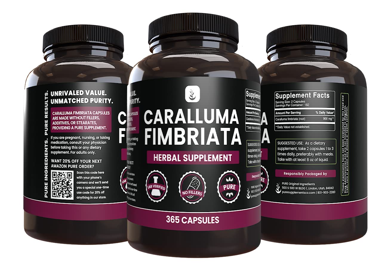 PURE ORIGINAL INGREDIENTS Caralluma Fimbriata (365 Capsules) No Magnesium Or Rice PURE ORIGINAL INGREDIENTS uk supplements