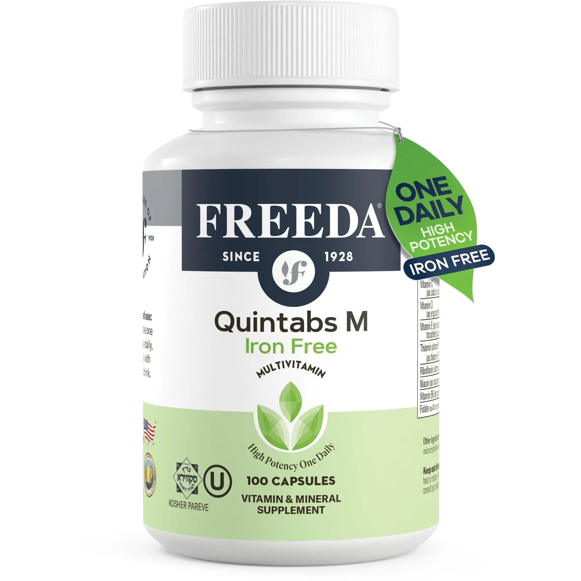 FREEDA One Daily Multivitamin Without Iron – Quintabs-M Iron-Free – Kosher, Balanced Multivitamin Supplements for Adults FREEDA uk supplements