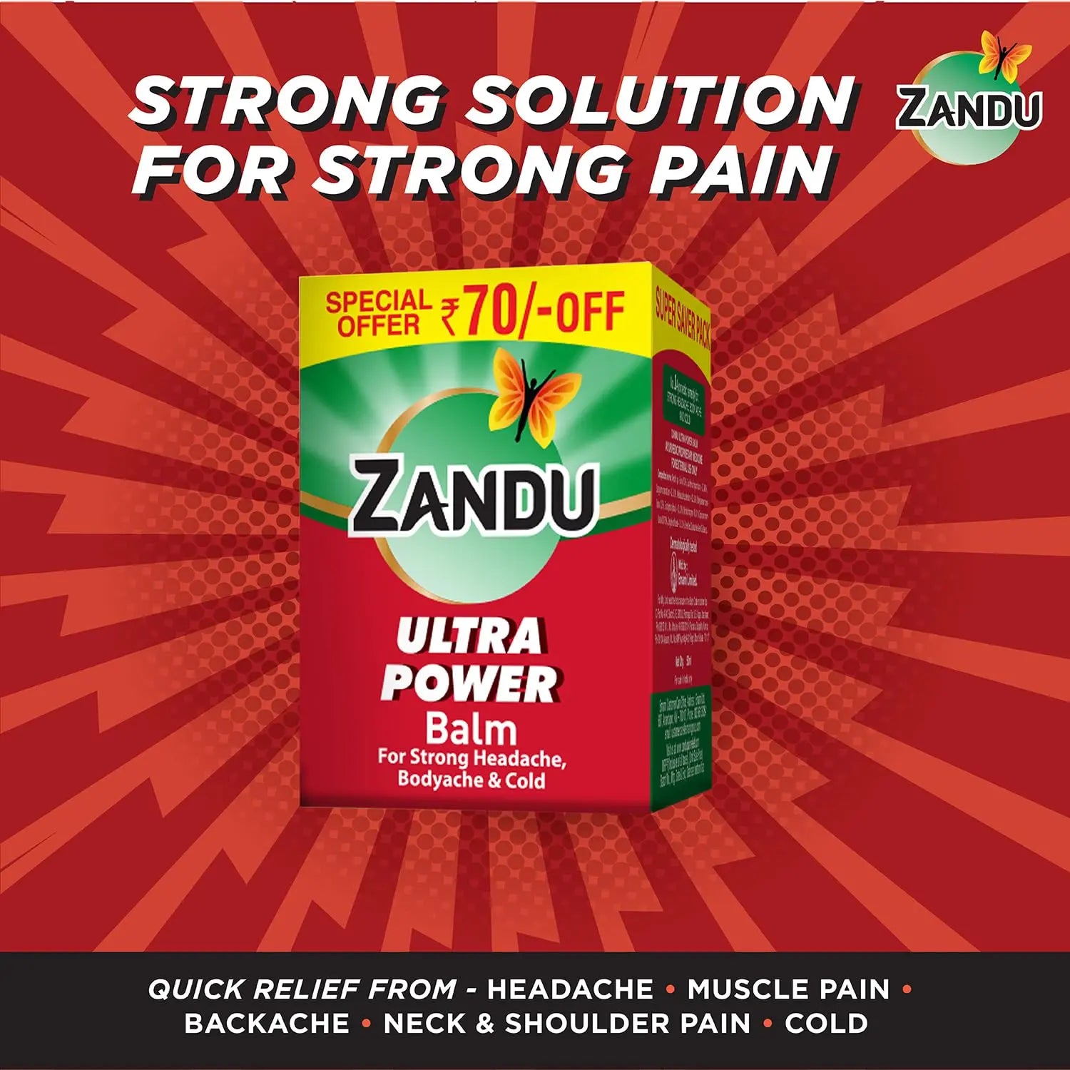 Zandu Ultra Red Balm | Ayurvedic Balm with Menthol, Camphor, Eucalyptus Oil | Relieves from Bodyache, Cold & Muscle Stiffness | Non Greasy & Fast Acting | 0.85 Fl Oz (Pack of 1) Zandu uk supplements