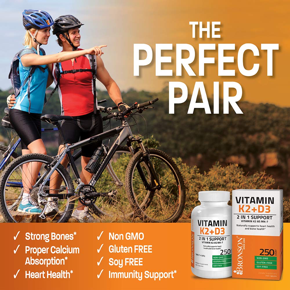 Bronson Vitamin K2 (MK7) with D3 Supplement Non-GMO Formula 5000 IU Vitamin Bronson uk supplements