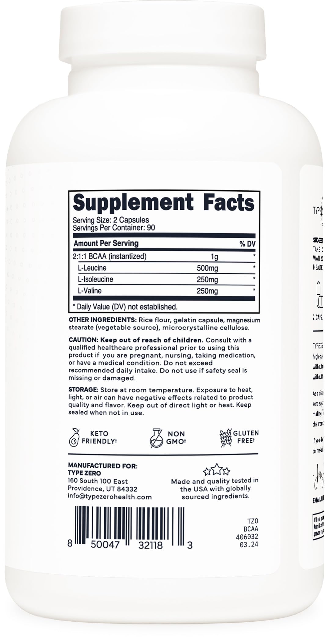 Type Zero BCAA 1000mg (180 Capsules, 90 Servings), Branched Chain Amino Acids (500mg of L-Leucine, 1000mg of L-Isoleucine and L-Valine) Type Zero uk supplements
