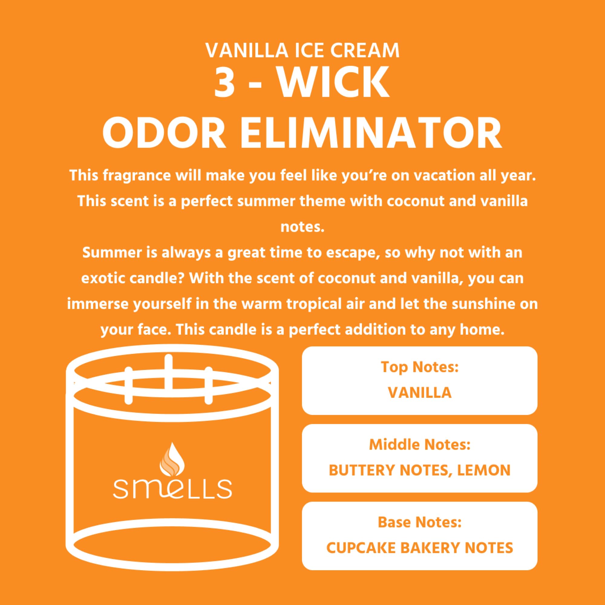Smells - Odor Eliminator - Premium Soy Wax Jar Scented Candle 12oz. and 16oz. - 100% Cotton Single Wick SmellS uk supplements