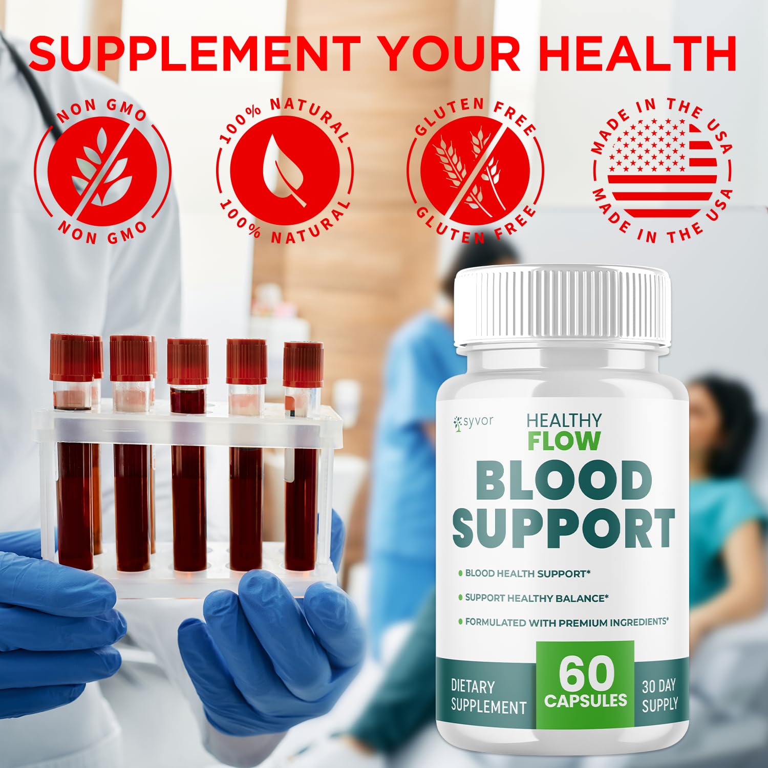 (2 Pack) Healthy Flow Blood Support Capsules, Official Healthy Flow Blood Support Pills with All Natural Ingredients, Advanced Formula Supplement with Premium Vitamins for Men & Women (120 Capsules) Syvor uk supplements