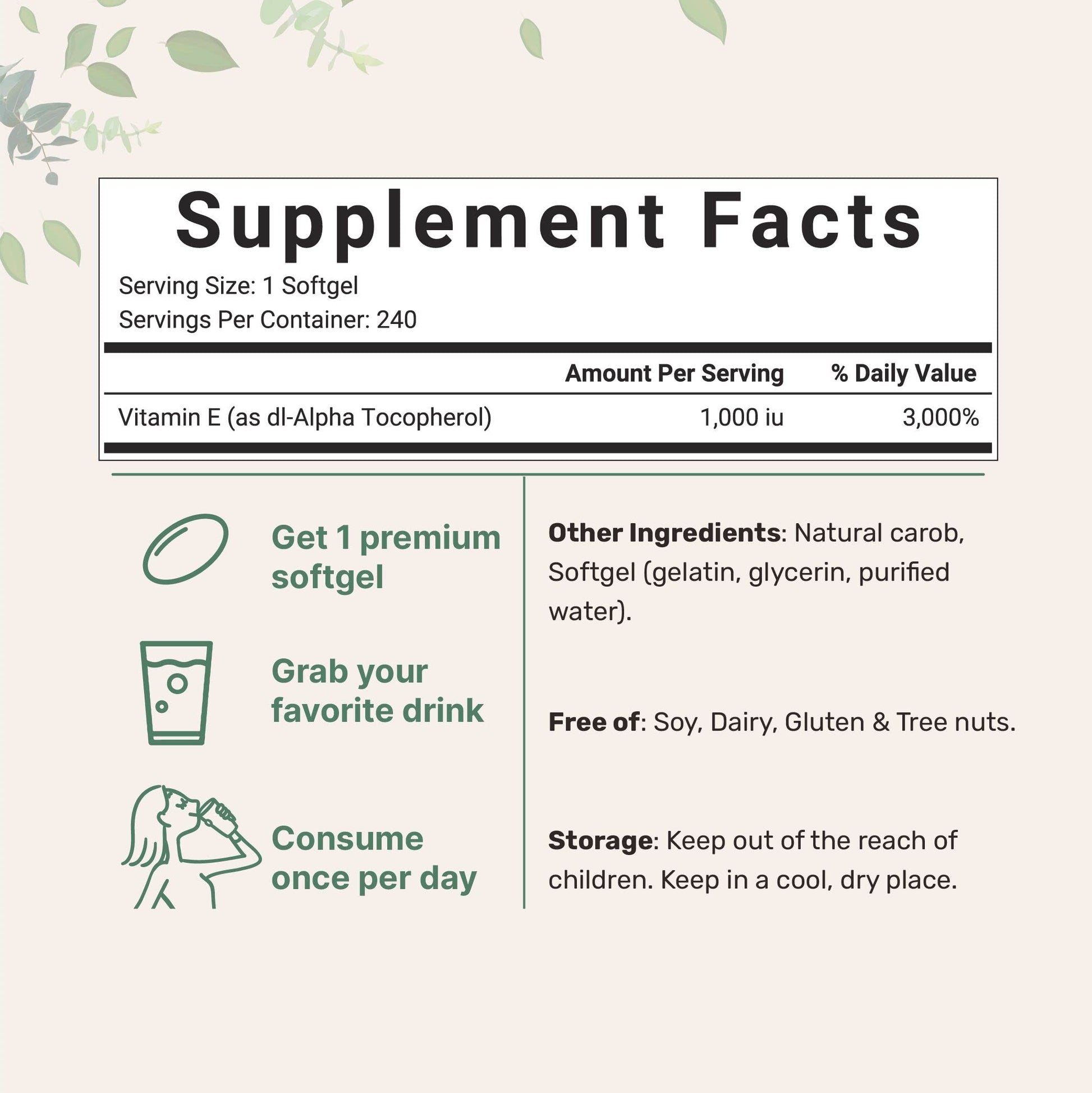 Micro Ingredients Vitamin E 1000 IU, 240 Softgels | Pure Vitamin E Oil Pills Micro Ingredients uk supplements
