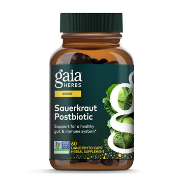 Gaia Herbs Sauerkraut Postbiotic - Gut Health & Immune Support Supplement* - Made with Fermented Sauerkraut - Free from Dairy, Soy & Gluten - 60 Vegan Liquid Phyto-Caps (30 Servings) Gaia Herbs uk supplements