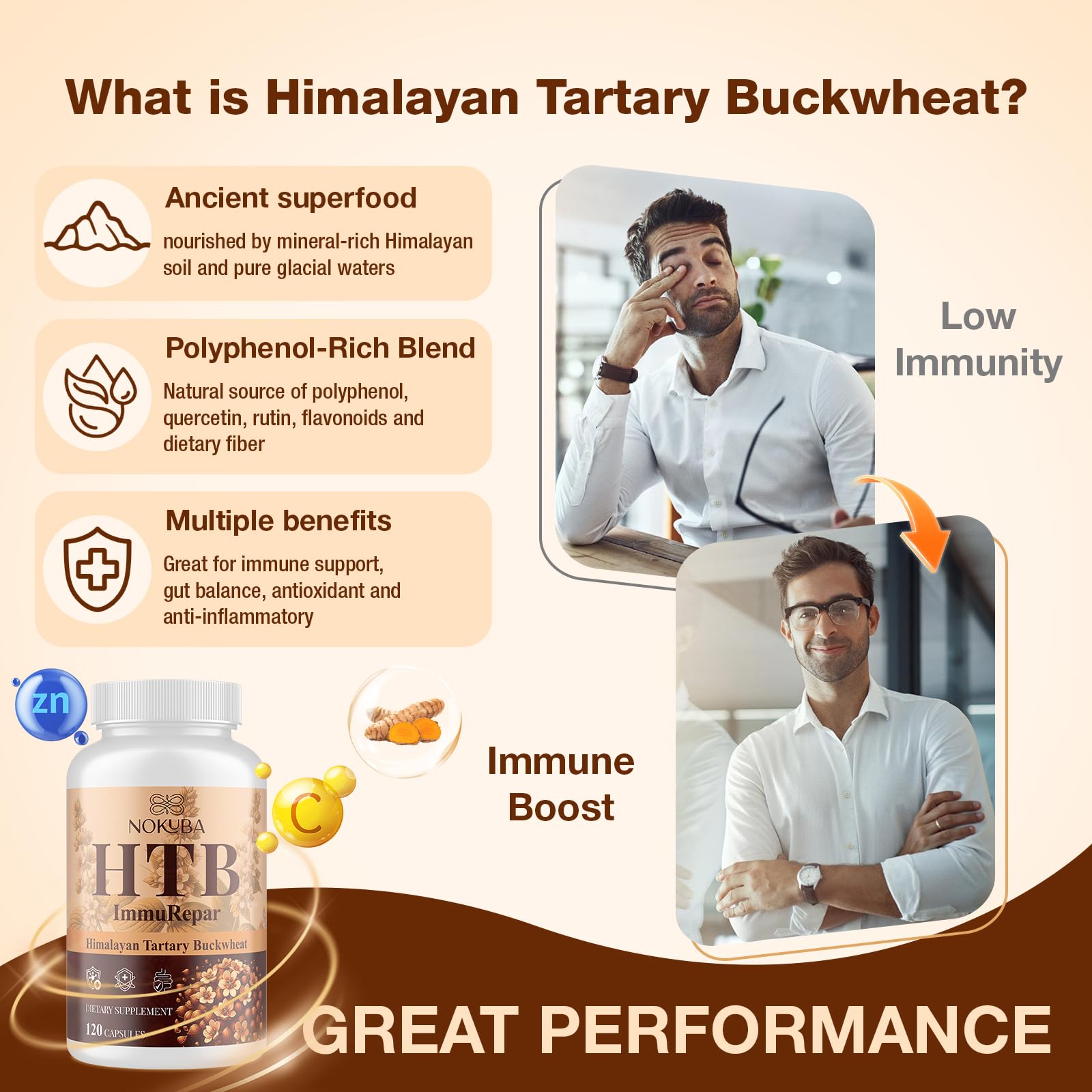 Nokuba Polyphenols Supplement for Immune Support | Himalayan Tartary Buckwheat Sourced | Polyphenol Superfood with Quercetin, Curcumin | Immune Booster, Antioxidant, Anti-inflammatory - 120 Capsules Nokuba uk supplements