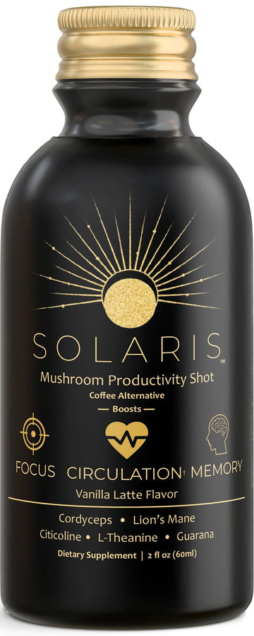 Solaris Mushroom Productivity Wellness Shots | Focus, Circulation, Memory | 4000mg of Cordyceps & Lion's Mane | Citicoline, L-Theanine, Vitamin B6/B12 | Coffee Alternative (6-Pack) Solaris Extracts uk supplements