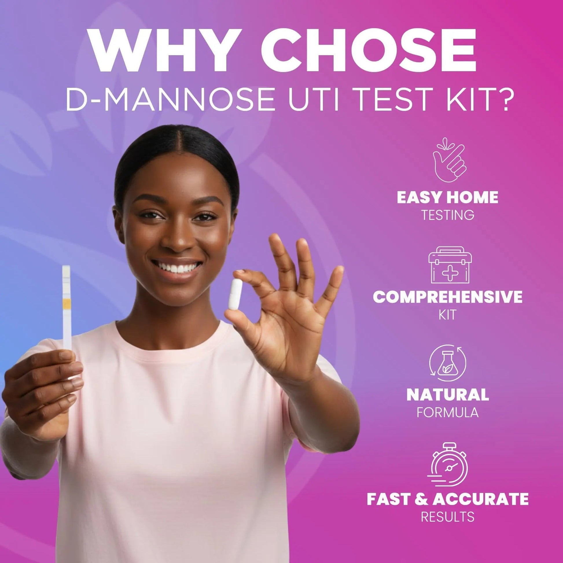 Pelvana D-Mannose UTI Kit for Women – UTI Test Strips & D-Mannose Supplement, At-Home Testing, Maintains Healthy Urinary Tract Balance, Flushes Impurities – 3 Bottles (120 Capsules) + 50 Test Strips Pelvana uk supplements