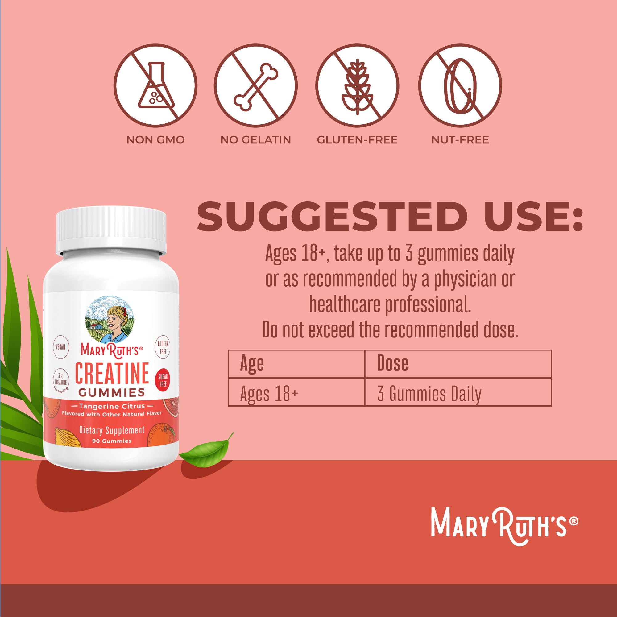 MaryRuth's Creatine Gummies | Creatine Monohydrate Gummies | 3g Creatine Per Serving | Creatine for Women & Men | Tangerine Citrus Flavor | Exercise | Workout | Sugar Free | Vegan | 90 Count MARYRUTH'S uk supplements
