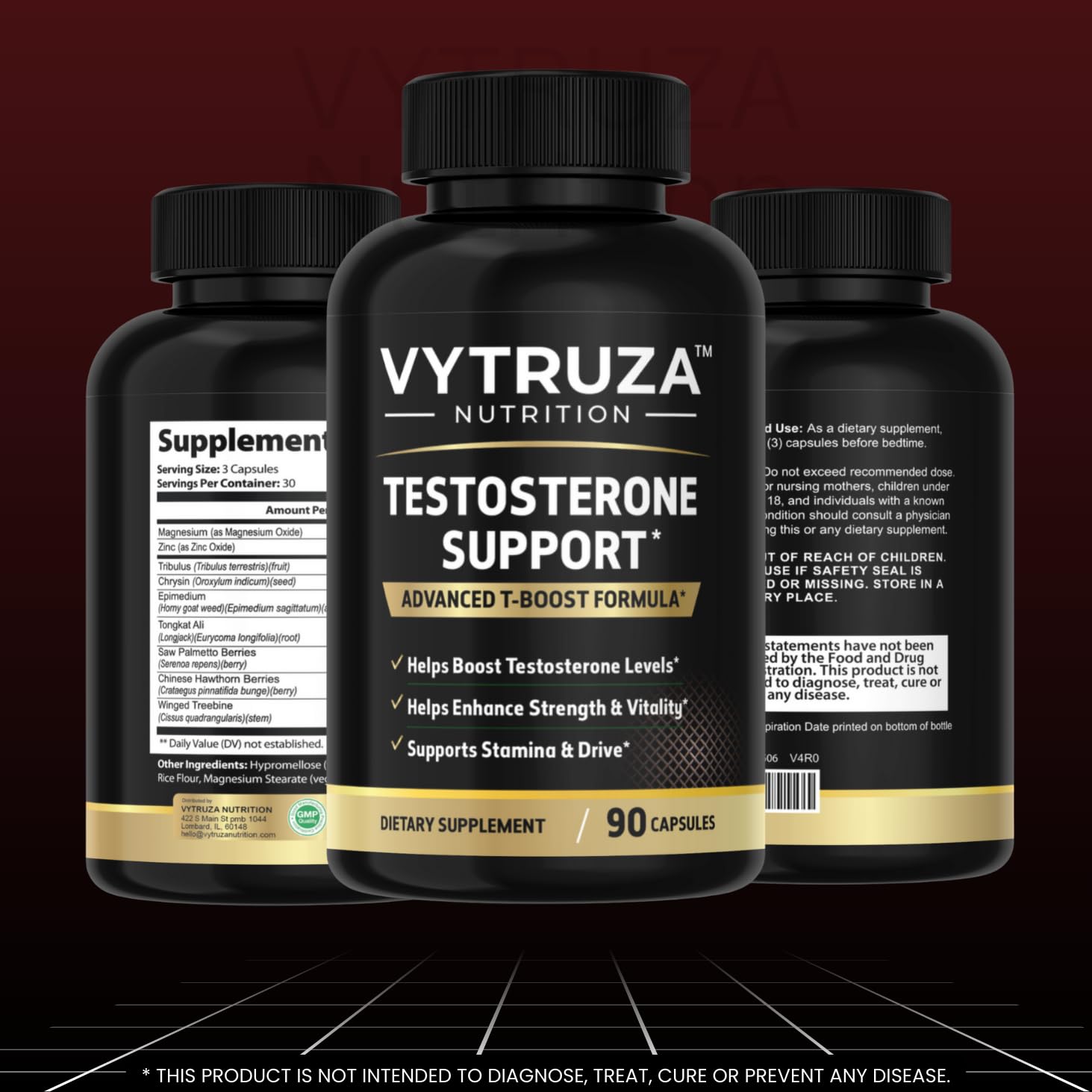 VYTRUZA Nutrition Advanced T-Boost Formula Test Support Capsules, Premium Ingredients, Energy, Strength Support Supplement for Men, 90 Capsules VYTRUZA uk supplements