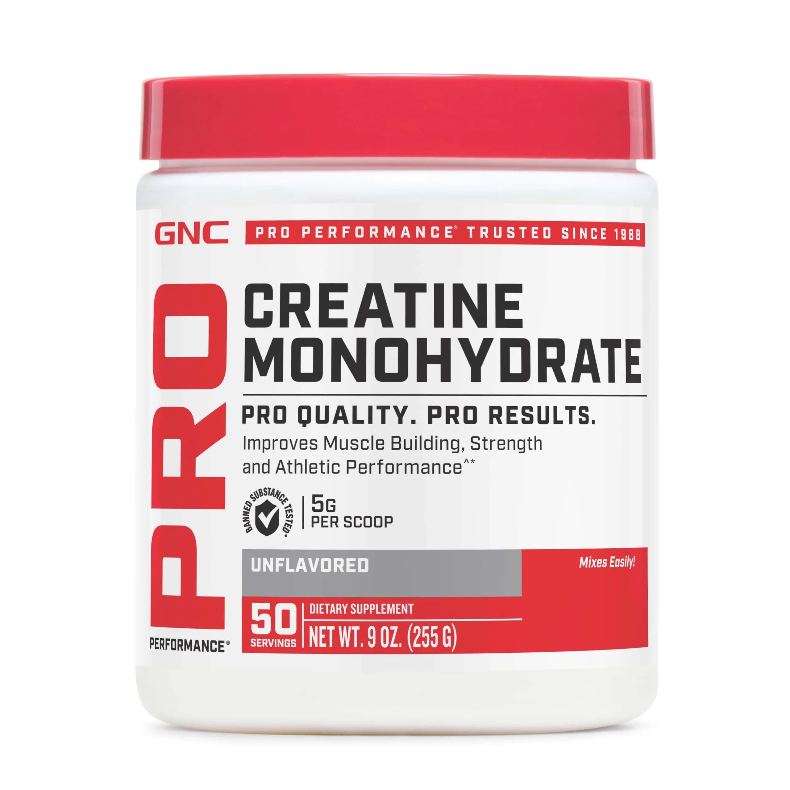 GNC Pro Performance Creatine Monohydrate Powder for Women & Men, 5g Creatine Per Serving, Muscle Building, Energy Production, Endurance, Performance, 50 Servings GNC uk supplements