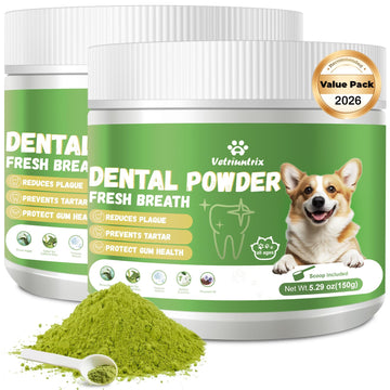 Vetriuntrix Dog Teeth Cleaning Powder, Dental Powder for Dogs Teeth Tartar Remove & Plaque Off, Fresh Breath for Dogs with Natural Plants Blend, Enzymes and Postbiotics, 300g Vetriuntrix uk supplements