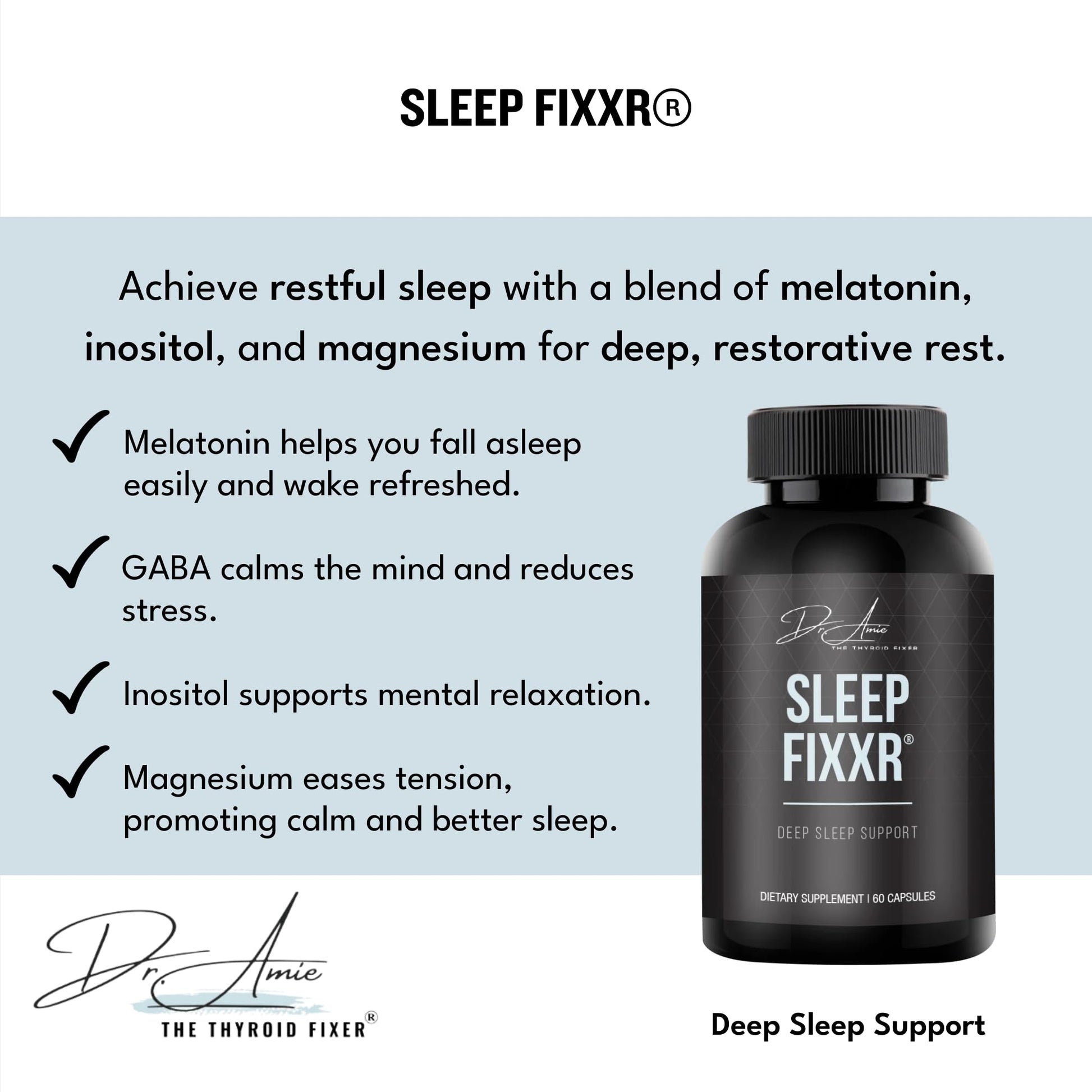 Fixxr Sleep Support by Dr. Amie | with Melatonin, Inositol, and Magnesium | 30 Day Supply, 60 Capsules Fixxr uk supplements