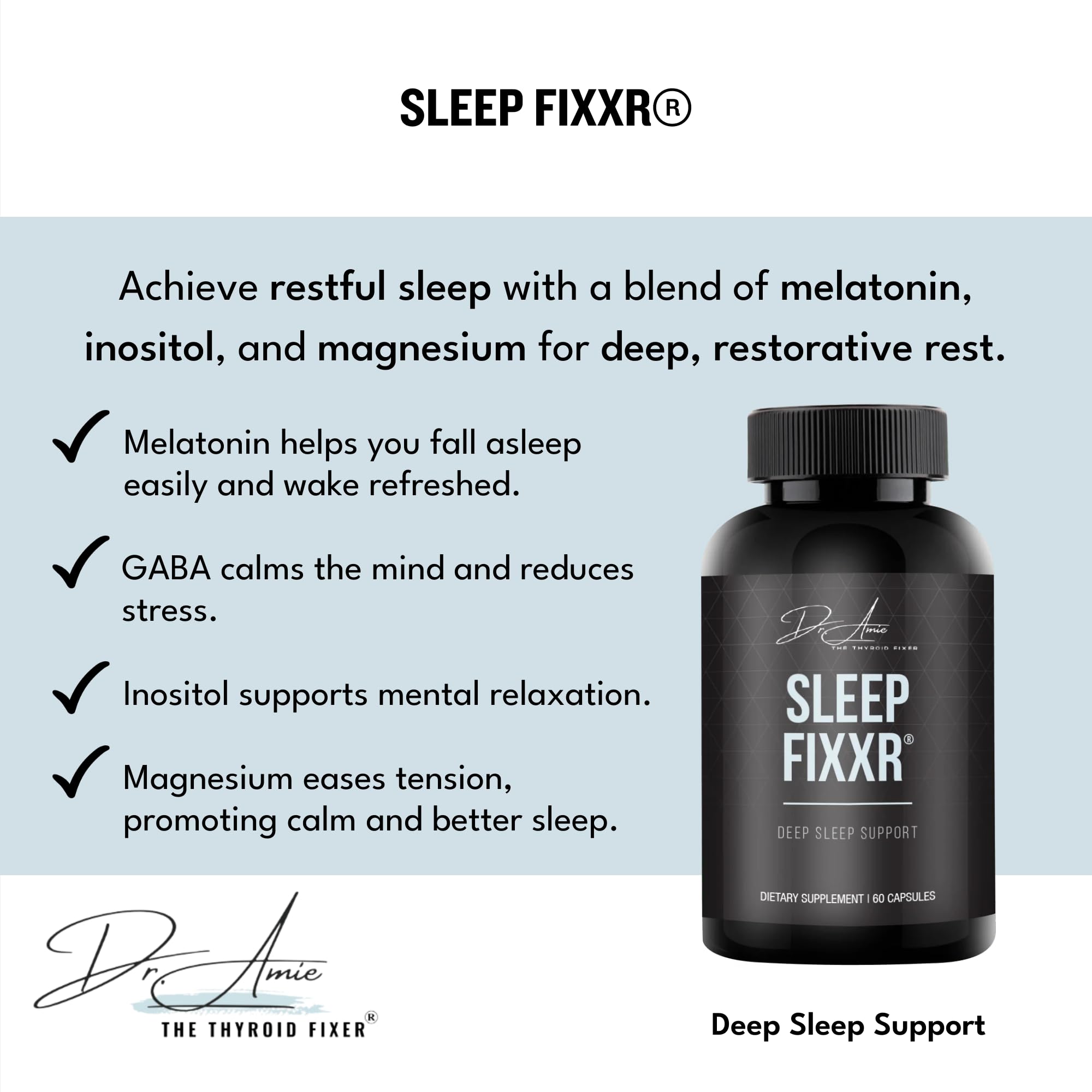 Fixxr Sleep Support by Dr. Amie | with Melatonin, Inositol, and Magnesium | 30 Day Supply, 60 Capsules Fixxr uk supplements