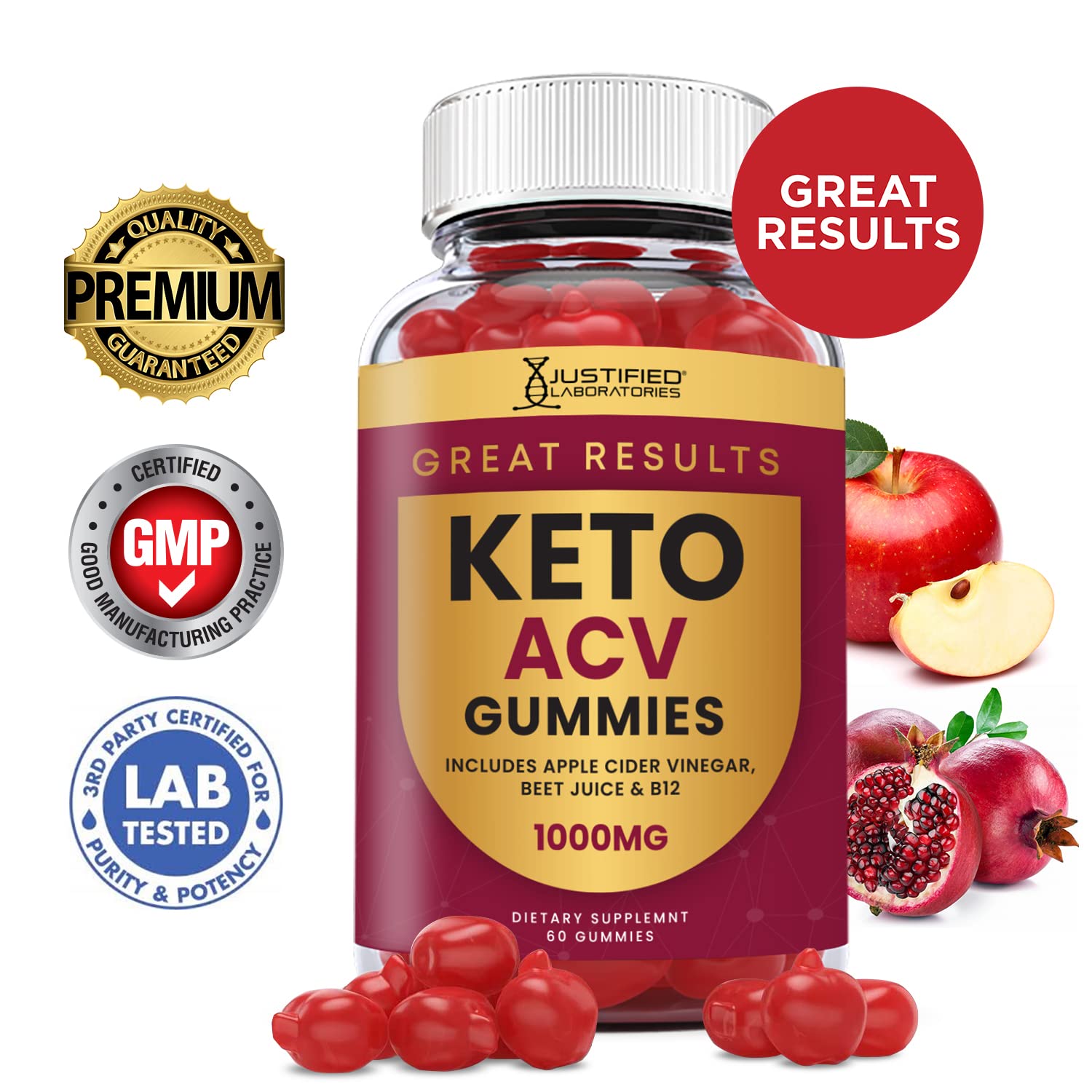 Justified Laboratories (10 Pack) Great Results Keto ACV Gummies 1000MG Justified Laboratories uk supplements