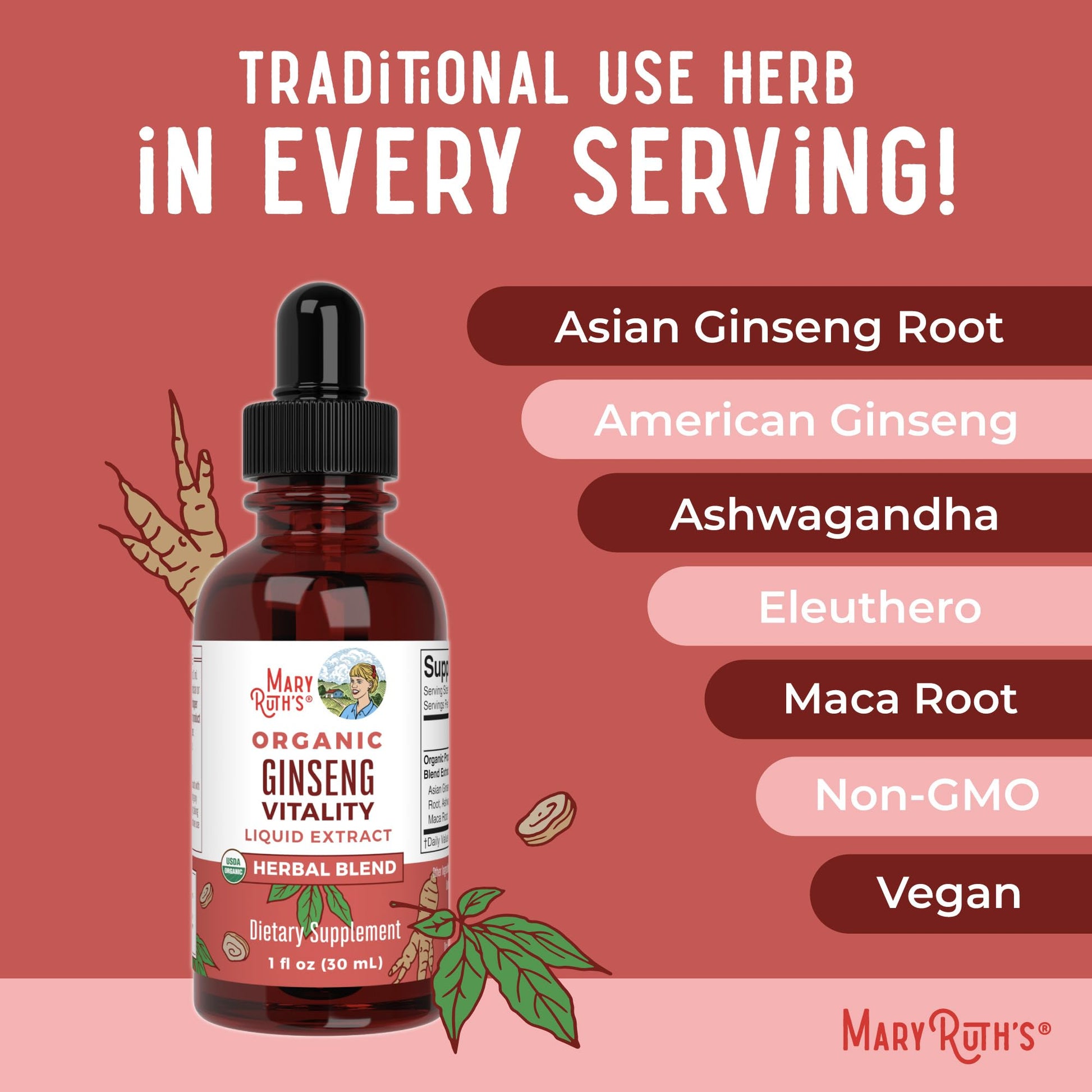 MaryRuth Organics Herbal Supplement for Brain Function | Boost Energy | Memory | Vitality USDA | Ginseng with Ashwagandha | Eleuthero and Maca Root Extract | 1 Fl Oz MARYRUTH'S uk supplements