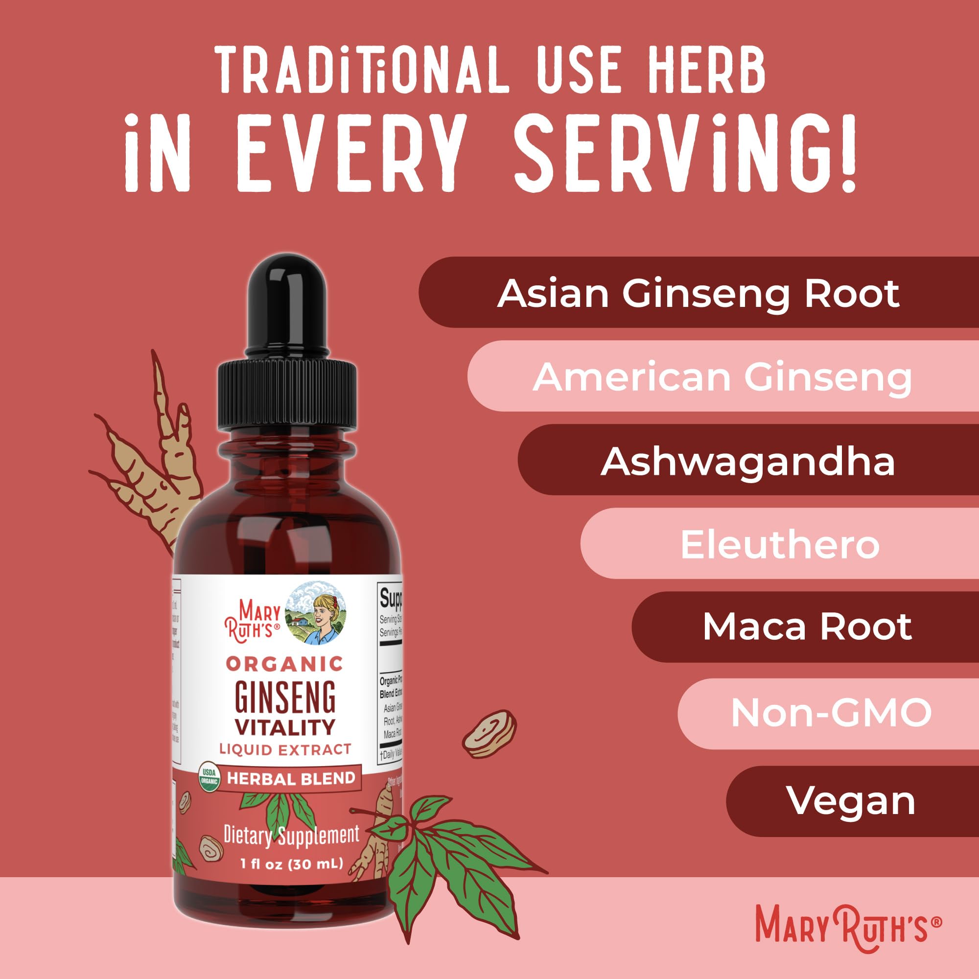 MaryRuth Organics Herbal Supplement for Brain Function | Boost Energy | Memory | Vitality USDA | Ginseng with Ashwagandha | Eleuthero and Maca Root Extract | 1 Fl Oz MARYRUTH'S uk supplements