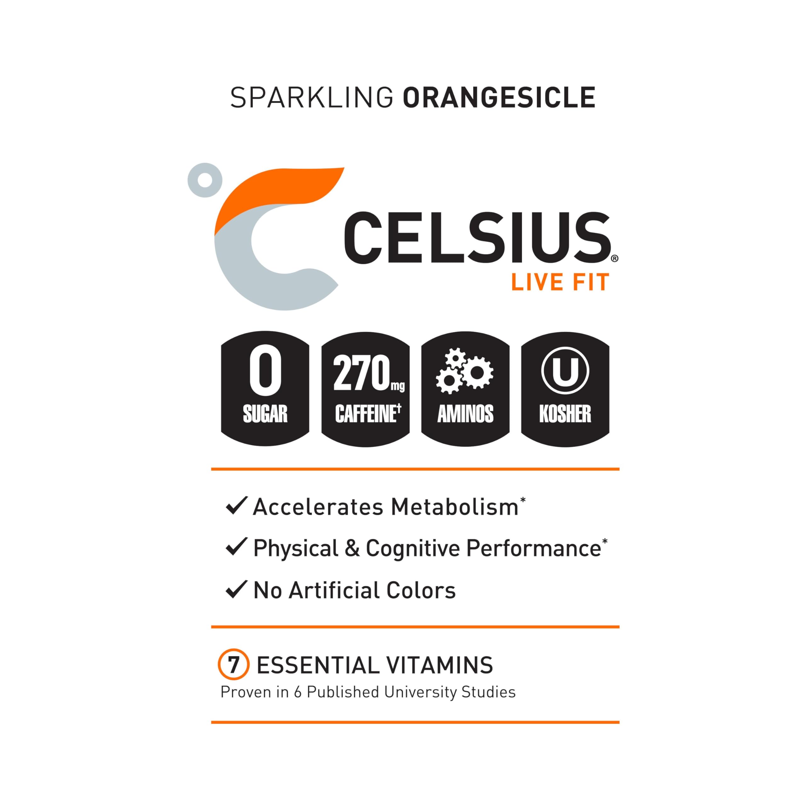 CELSIUS ESSENTIALS, Sparkling Orangesicle, Performance Energy Drink 16 Fl Oz (Pack of 12) CELSIUS uk supplements