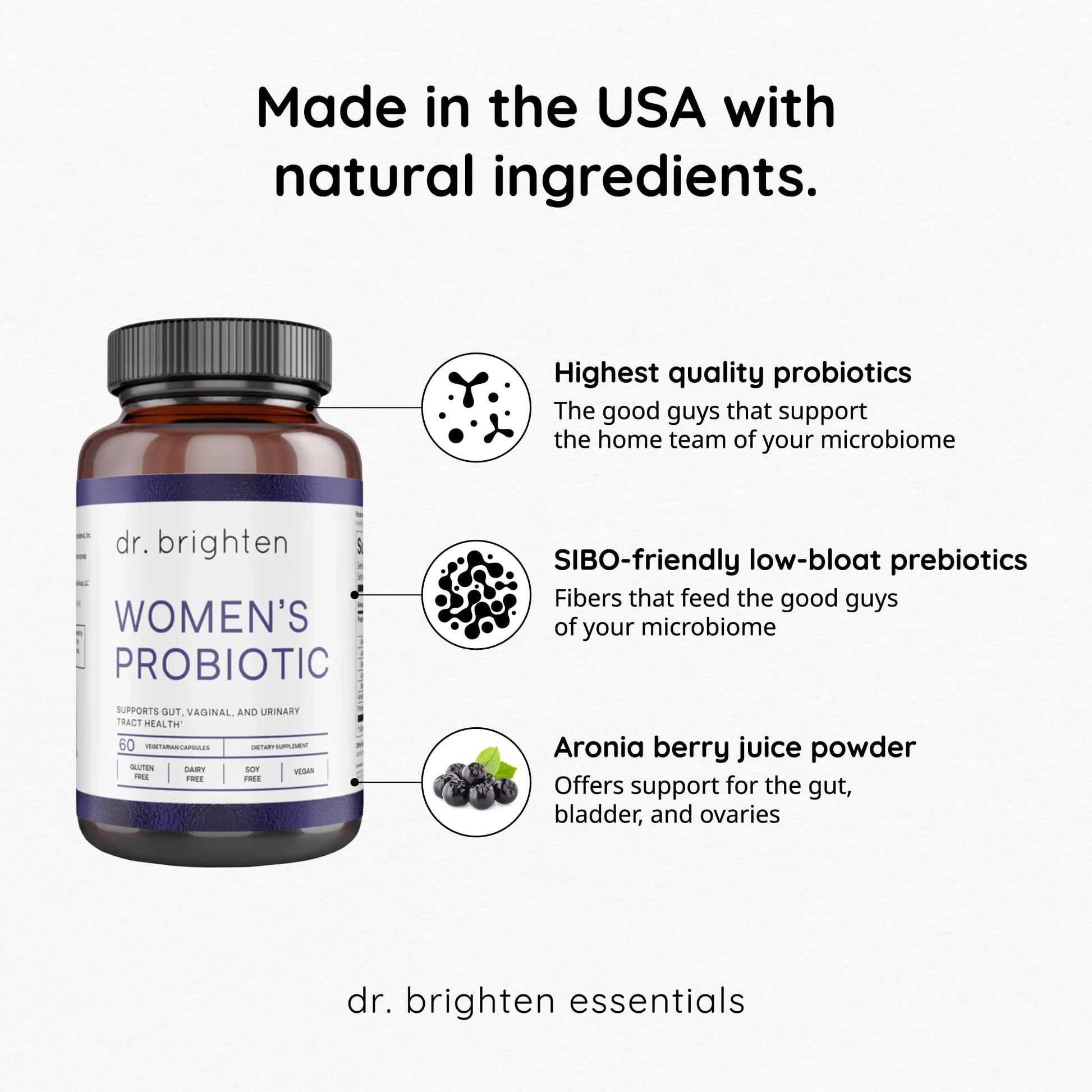 Dr. Brighten Women’s Probiotic - Probiotics, Prebiotics with Antioxidants & Sunfiber for Healthy Hormones, Balanced Female Microbiome, Ovaries and Immune Health - 60 Capsules Dr. Brighten uk supplements