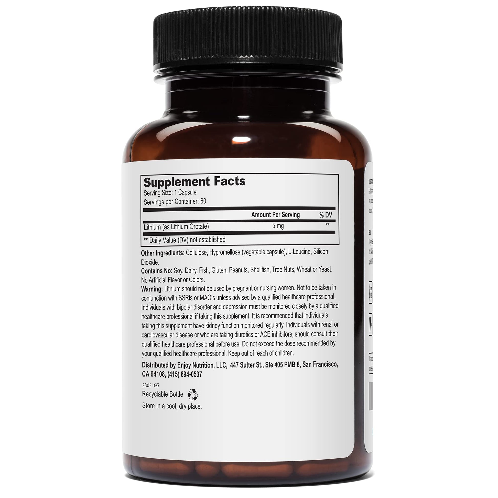Lithium Orotate - 5mg of Elemental Lithium per Vegetarian Capsule Weyland Brain Nutrition uk supplements