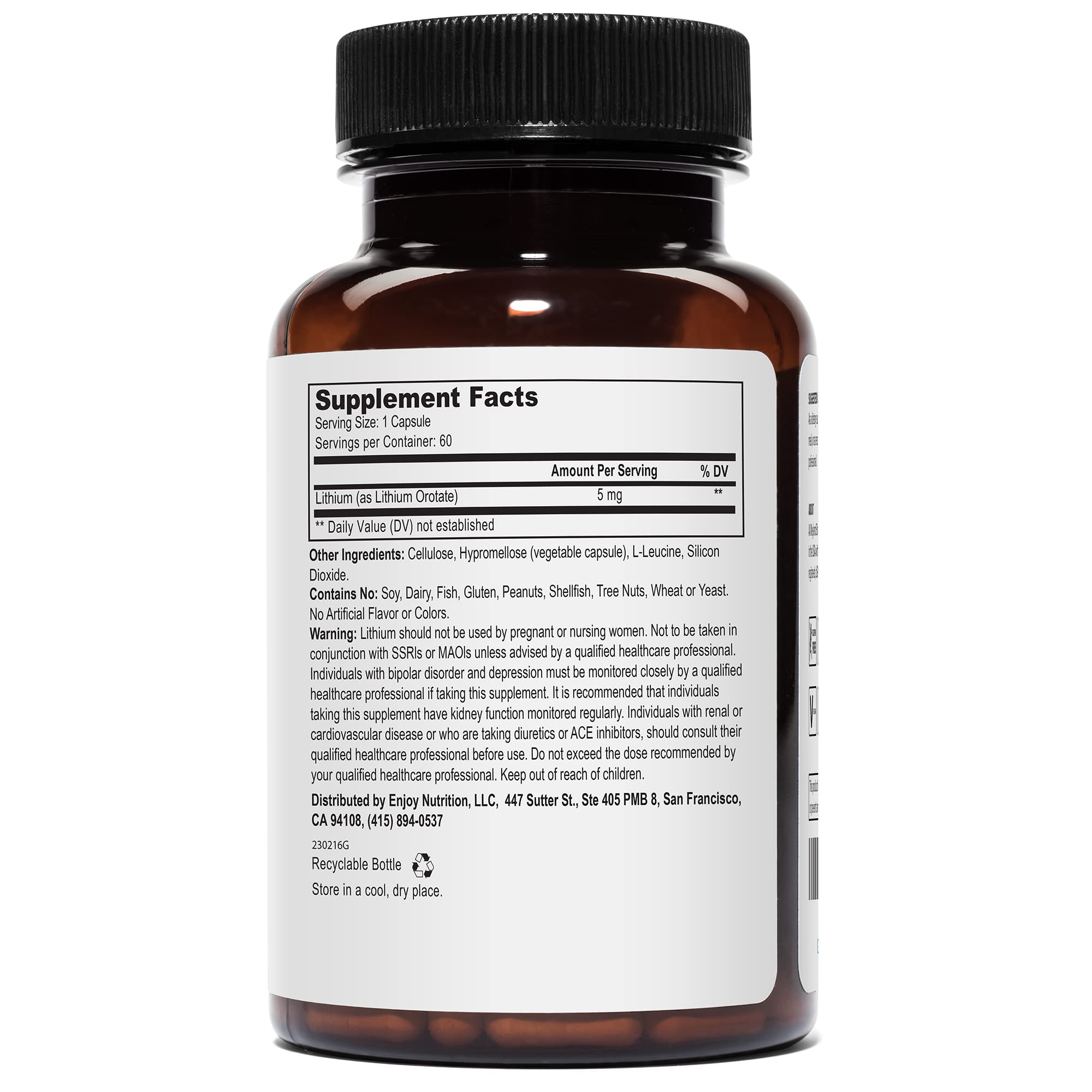 Lithium Orotate - 5mg of Elemental Lithium per Vegetarian Capsule Weyland Brain Nutrition uk supplements