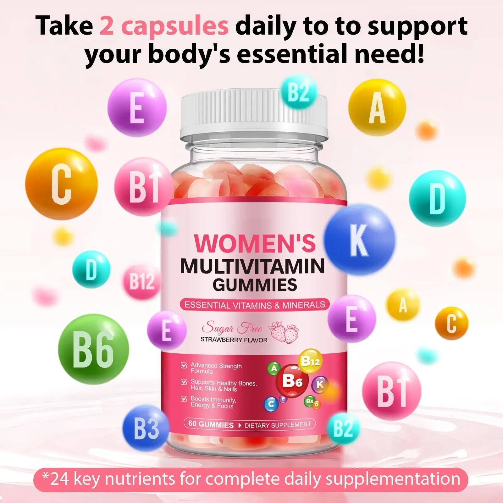 Women's Multivitamin Gummy, Vitamins A, C, D, E, K, B6, and B12 Womens Daily Multivitamin Gummy for Hair,Skin & Nails, Immune Energy Frovetani uk supplements