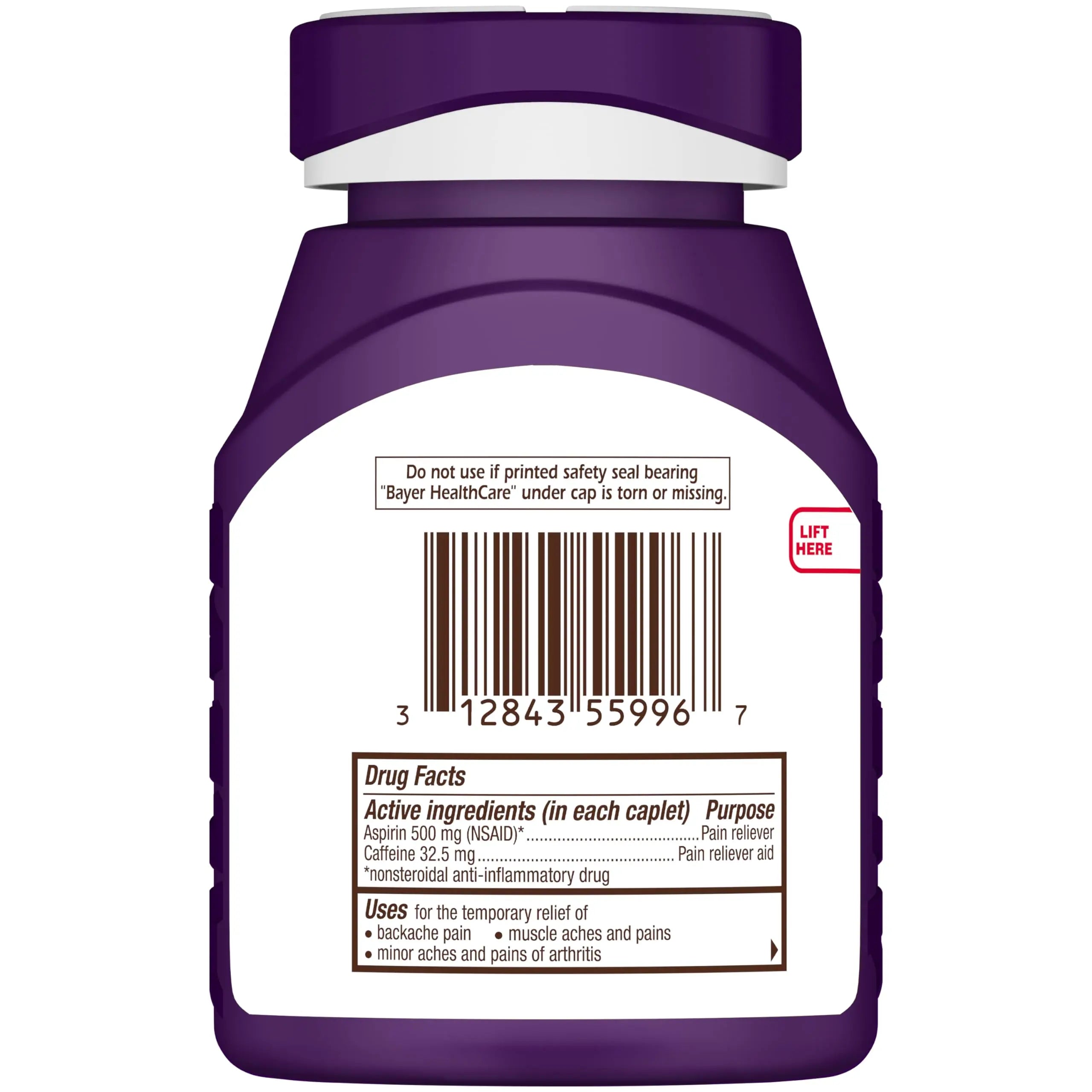 Bayer Extra Strength 500mg Aspirin Plus Caffeine for Powerful Pain Relief, 200 Coated Caplets Bayer uk supplements