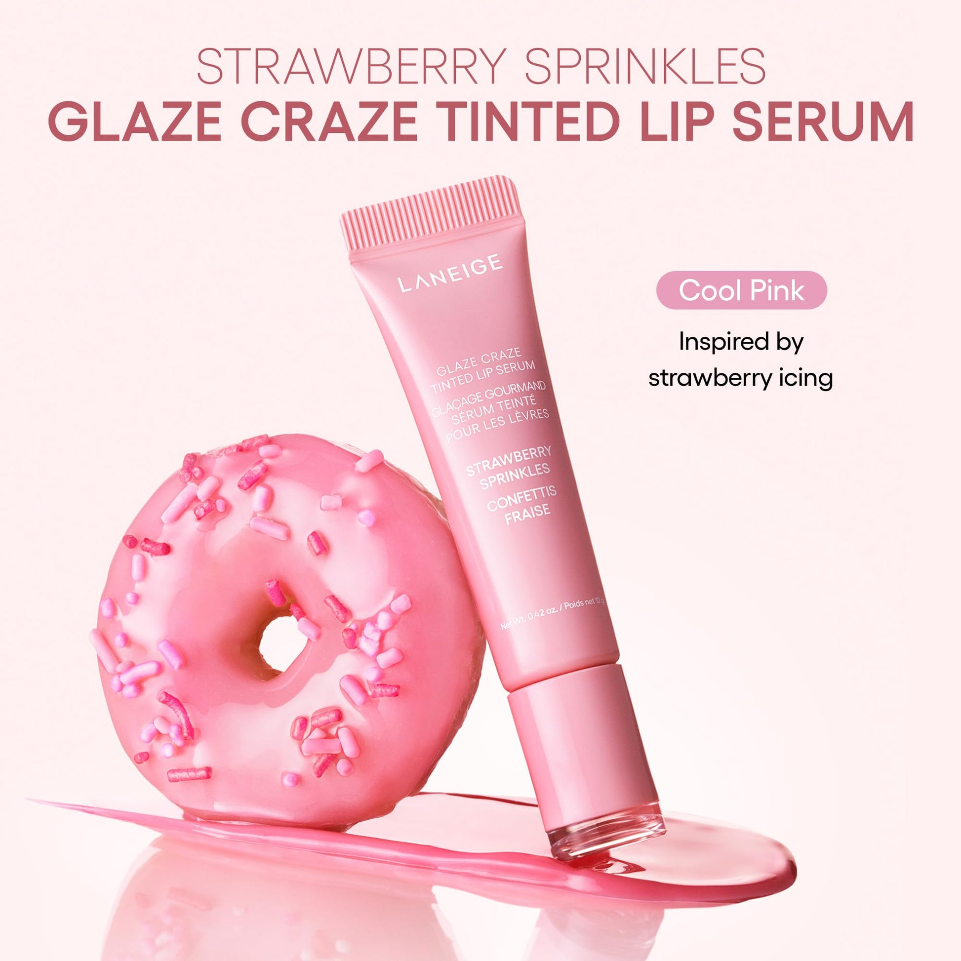 LANEIGE Glaze Craze Tinted Lip Serum, Strawberry Sprinkles: Hydrating Serum for Glossy,Nourished Lips with Plumping Polypeptides,0.42 oz LANEIGE uk supplements