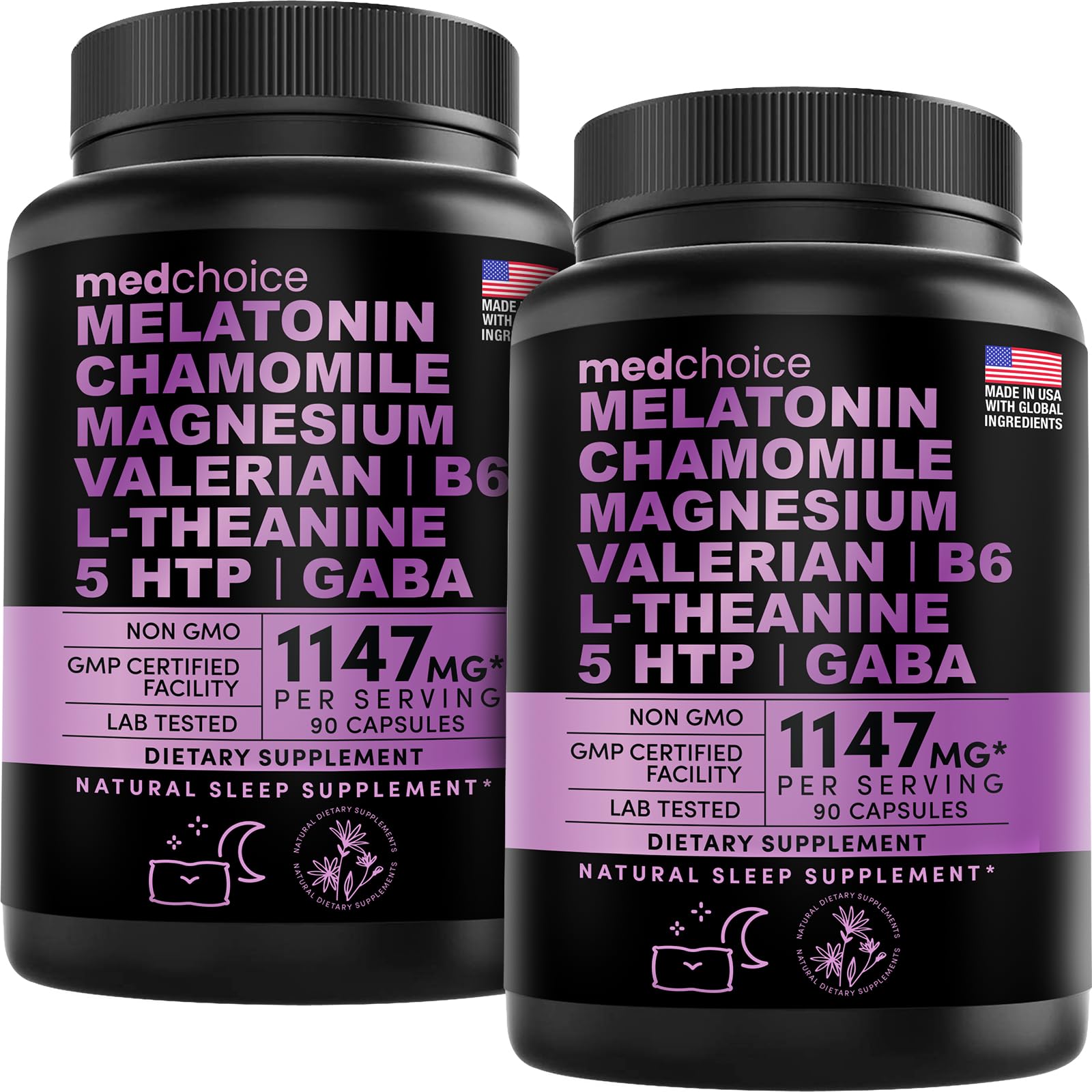 10-in-1 Melatonin Capsules - Melatonin 5mg Natural Sleep Aid for Adults MEDCHOICE uk supplements