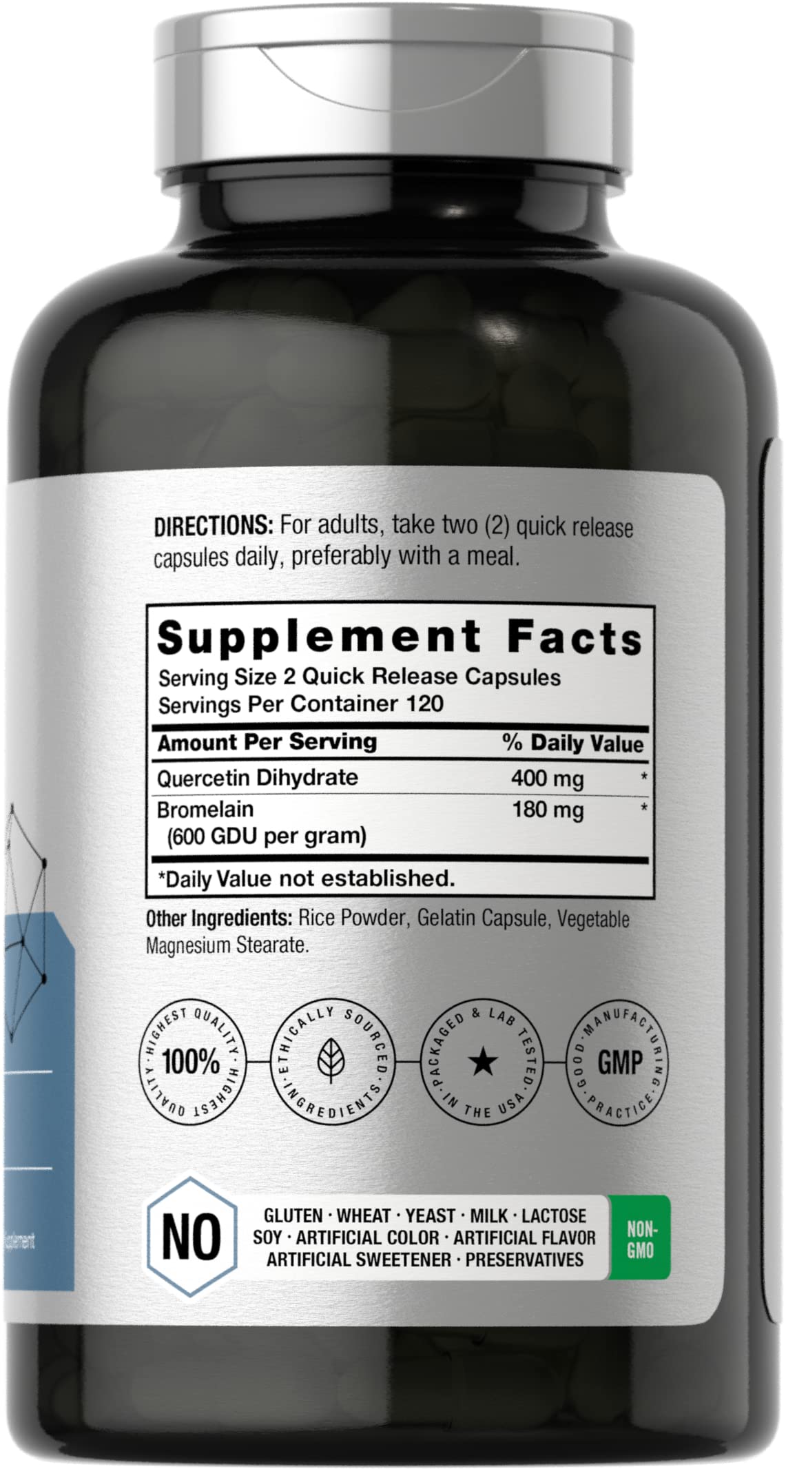 Quercetin with Bromelain Supplement | 240 Capsules | Non-GMO and Gluten Free Horbäach uk supplements