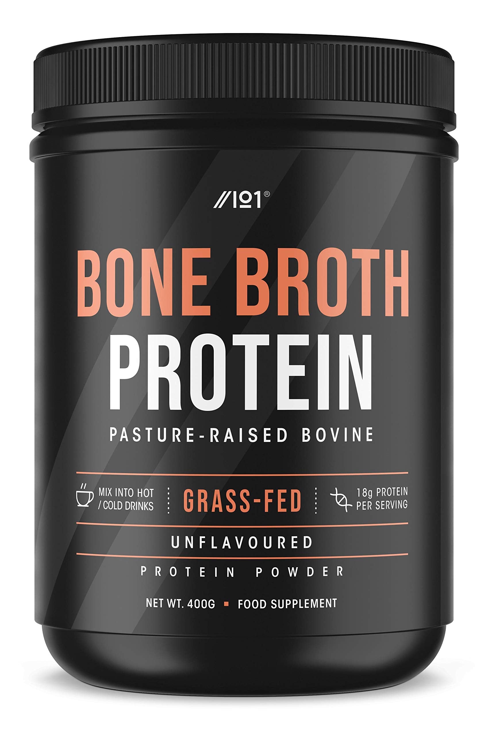 Bone Broth Beef Protein Powder - 400g - Unflavoured - 100% Grass-Fed & Pasture Raised Beef ALPHA01 uk supplements
