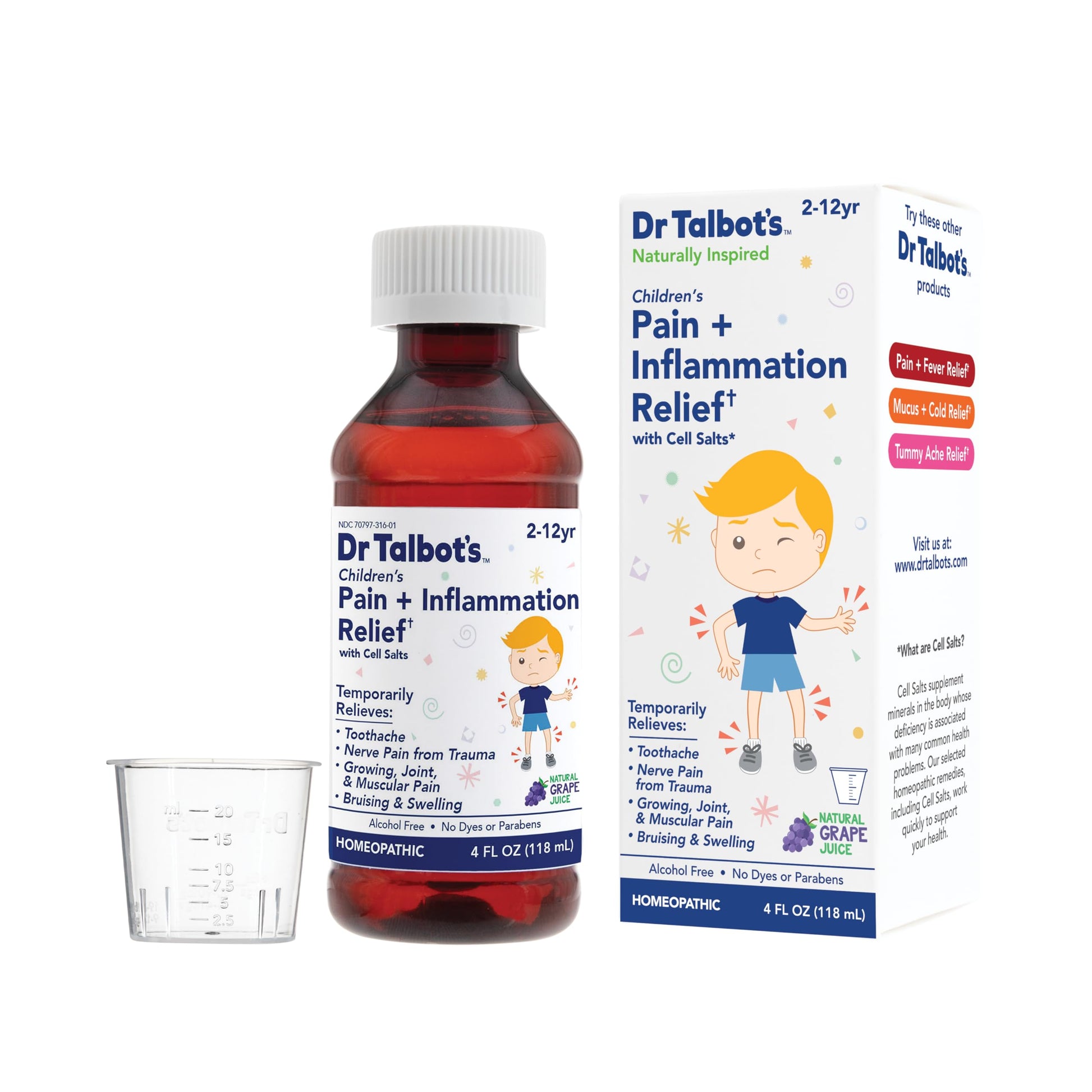 Dr. Talbot's Pain + Inflammation Relief Liquid Medicine for Children, Includes Dosage Cup, Grape Juice Flavor, 4 Fl Oz (Packaging May Vary) Dr. Talbot's uk supplements