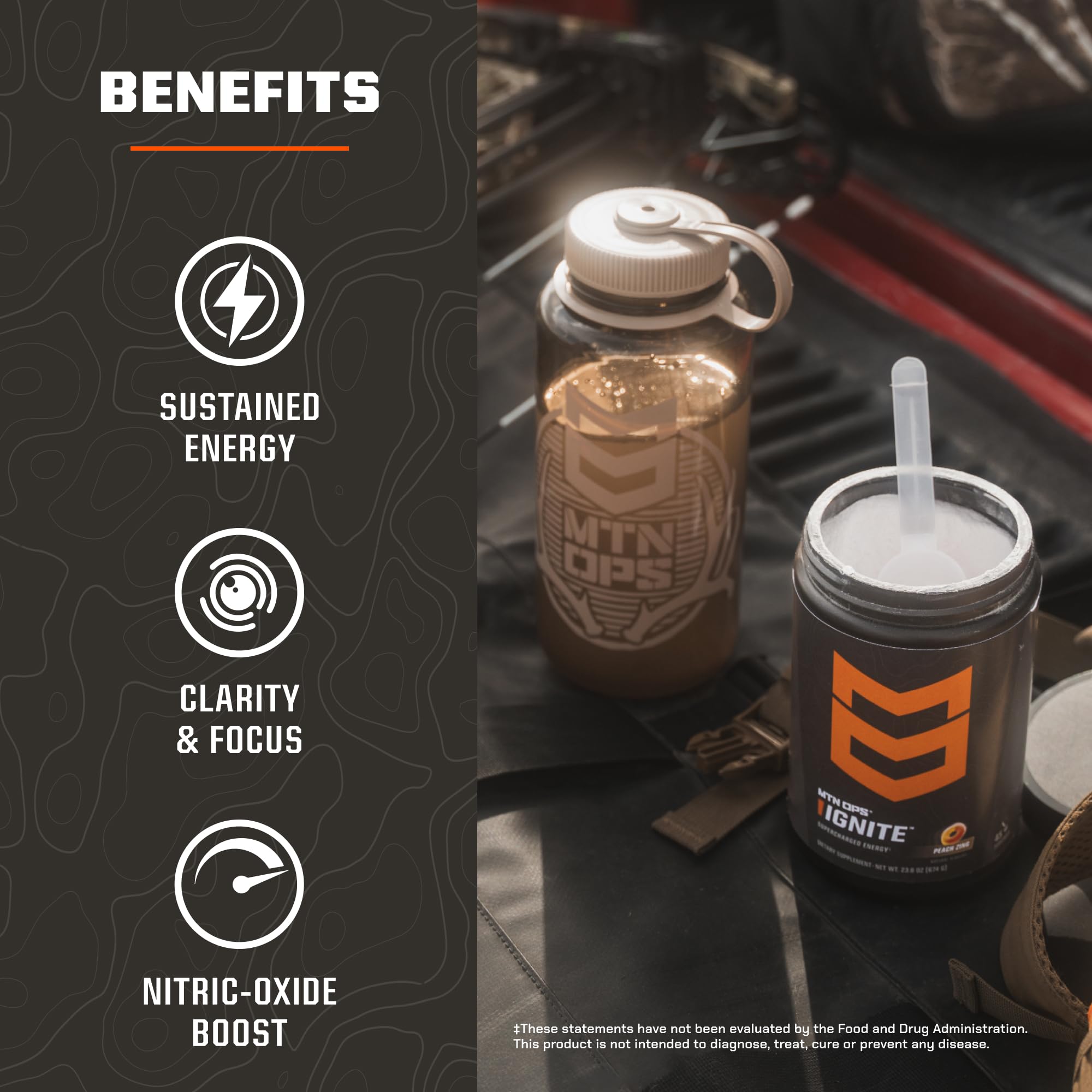 MTN OPS Ignite Trail Packs Energy Drink Powder, Gluten Free Nootropic Supplement Drink Mix, L Arginine, L Citrulline, Caffeine & Nootropic Sugar Free Drink Mix, 20 Servings, Tiger's Blood MTN OPS uk supplements